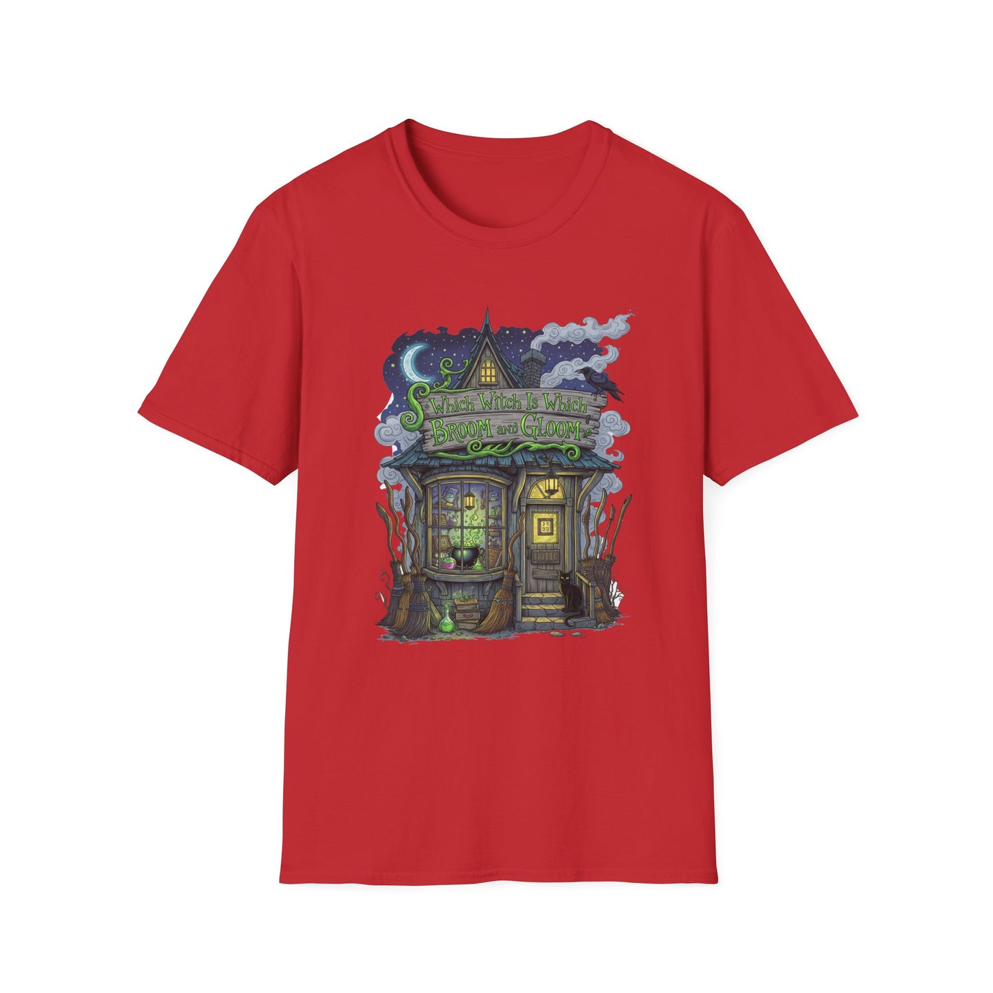 Halloween Which Witch Is Which Broom and Gloom Unisex T-Shirt, Spooky Shirt, Graphic Tee, Fall Apparel, Halloween Gift, Cozy Casual Wear