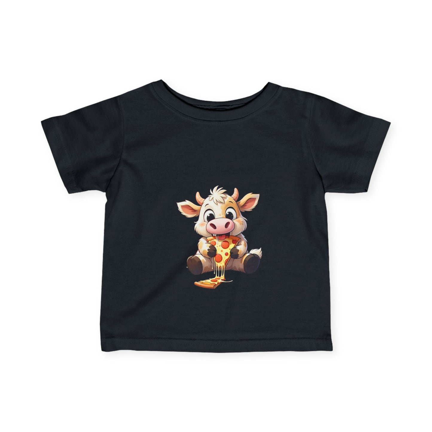 Cute Pizza Cow Design Infant Tee - Fun and Playful Baby Shirt