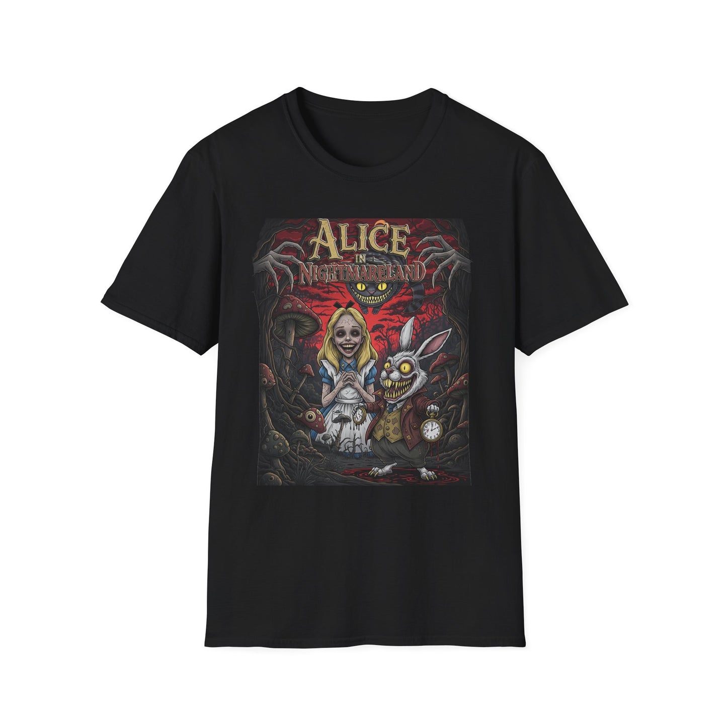 Alice in Nightmareland T-Shirt, Unisex Graphic Tee, Horror Theme Shirt, Perfect for Halloween, Alice in Wonderland Fans, Gift Idea