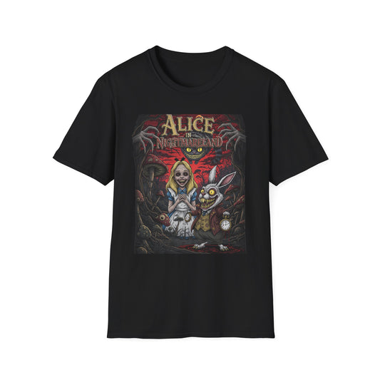 Alice in Nightmareland T-Shirt, Unisex Graphic Tee, Horror Theme Shirt, Perfect for Halloween, Alice in Wonderland Fans, Gift Idea