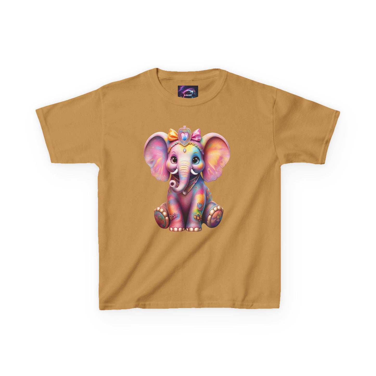 Colorful Elephant Kids Heavy Cotton Tee for Playful Adventures
