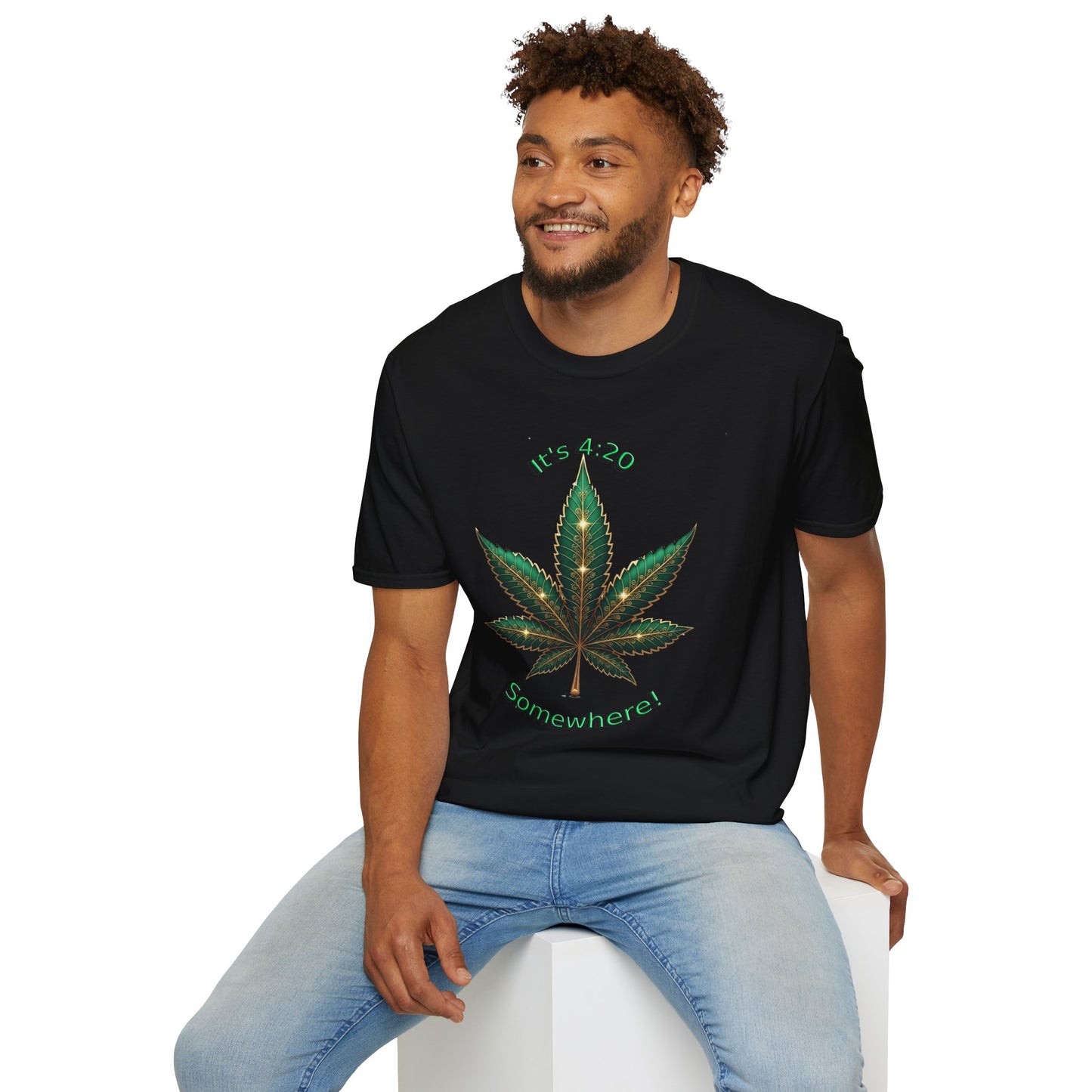 It's 420 Somewhere Vibes Unisex T-Shirt - Perfect for Cannabis Enthusiasts, Gifts, Festivals, Casual Wear, and Celebrations! - S-Mart Shop Smart Treasures