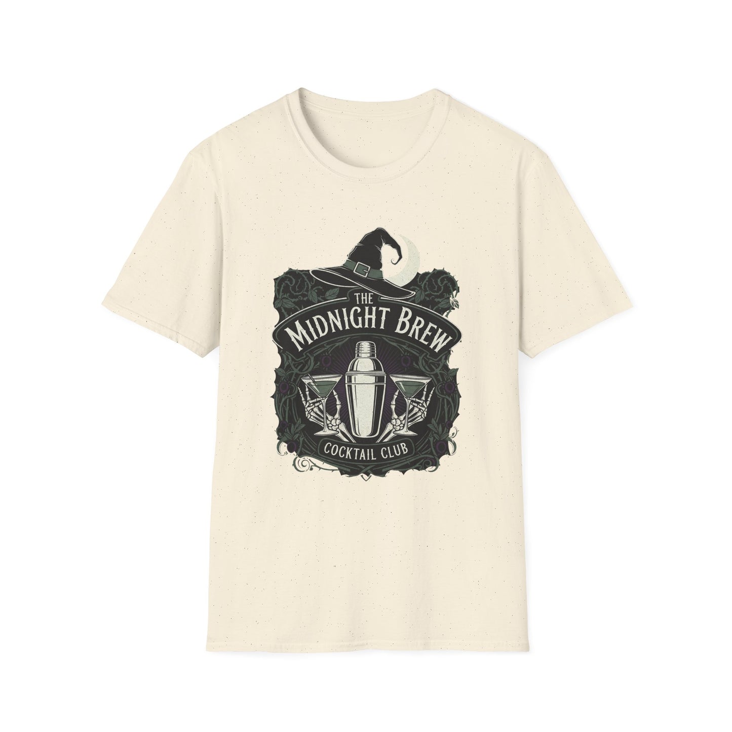 Midnight Brew Cocktail Club T-Shirt | Unisex Softstyle Tee, Barware Lovers Gift, Cocktail Party Attire, Fun Drinking Shirt, Night Out Wear
