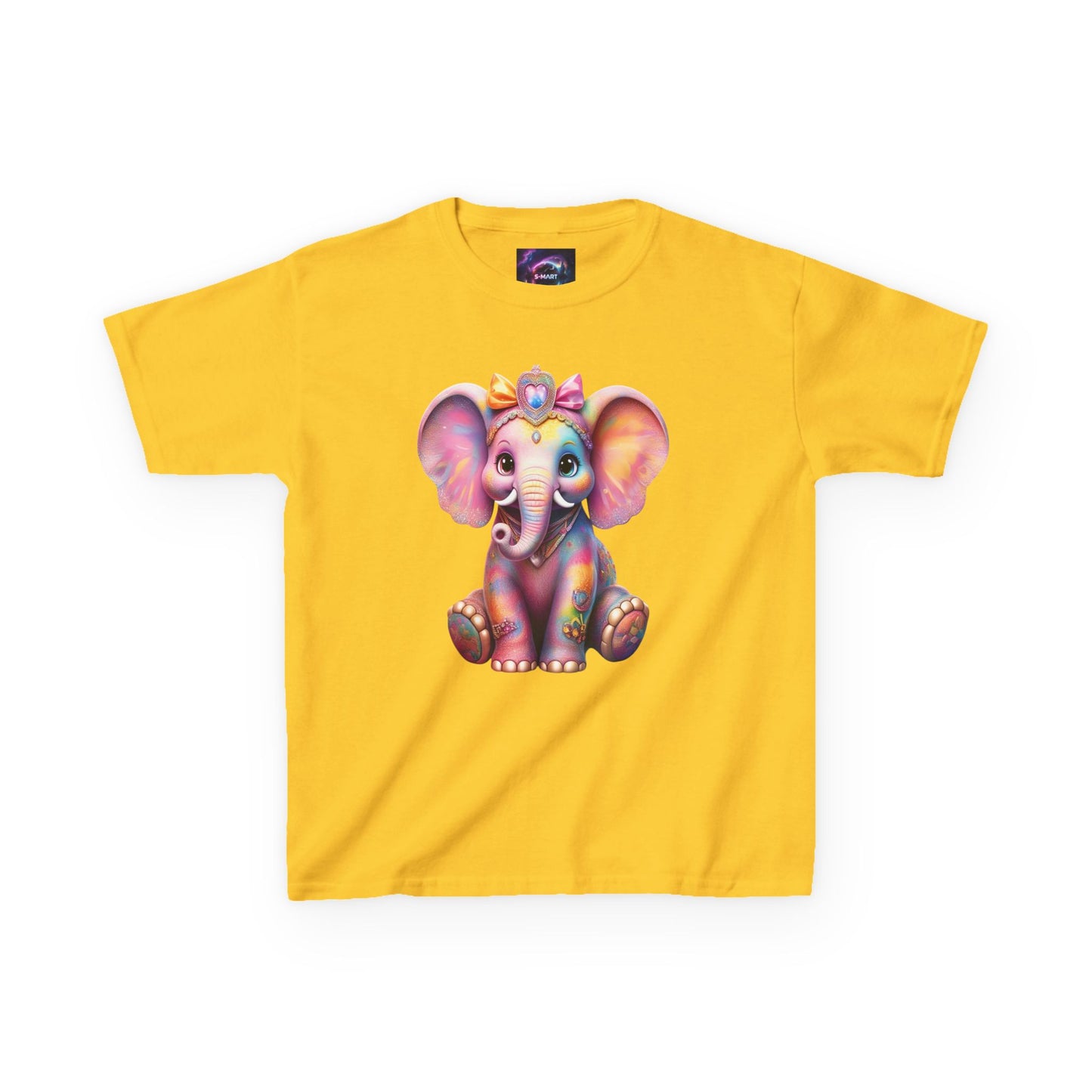 Colorful Elephant Kids Heavy Cotton Tee for Playful Adventures