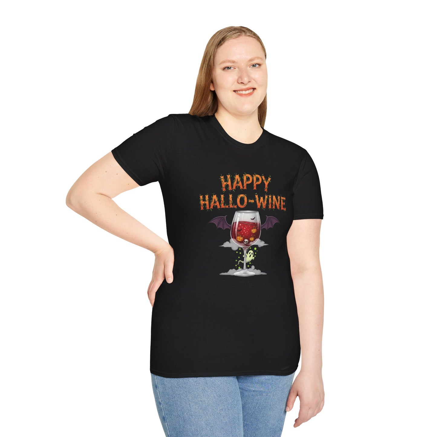 Happy Halloween Wine T-Shirt, Fun Costume Tee, Unisex Graphic Shirt, Spooky Party Wear, Gift for Wine Lovers