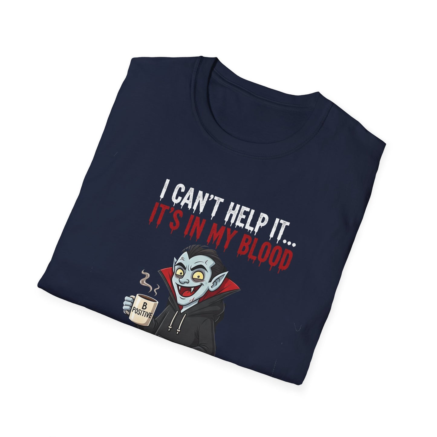 Coffee Lover's Vampire Its In My Blood Unisex T-Shirt, Funny Graphic Tee, Gift for Baristas, Coffee Addicts, Casual Wear, Halloween Apparel