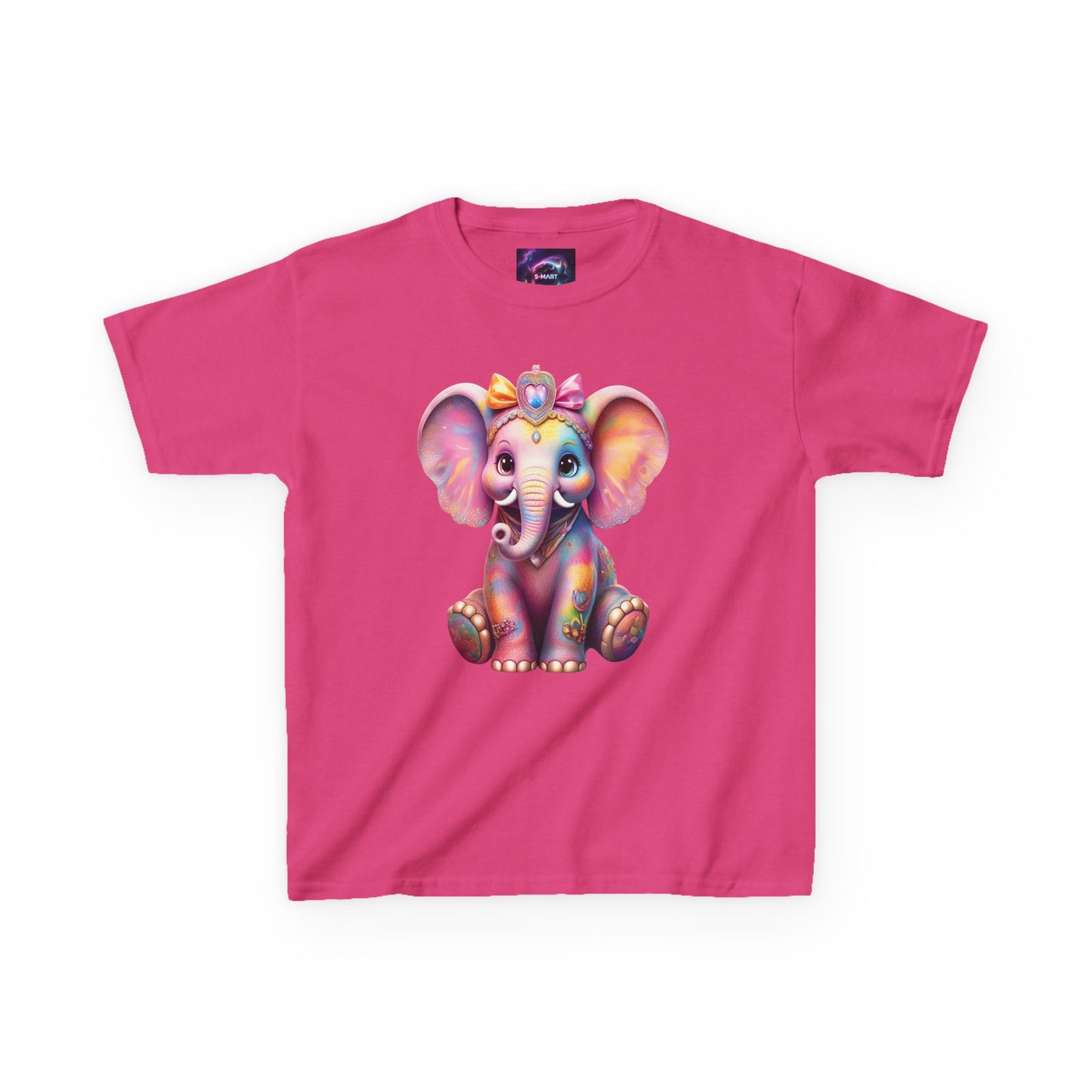 Colorful Elephant Kids Heavy Cotton Tee for Playful Adventures