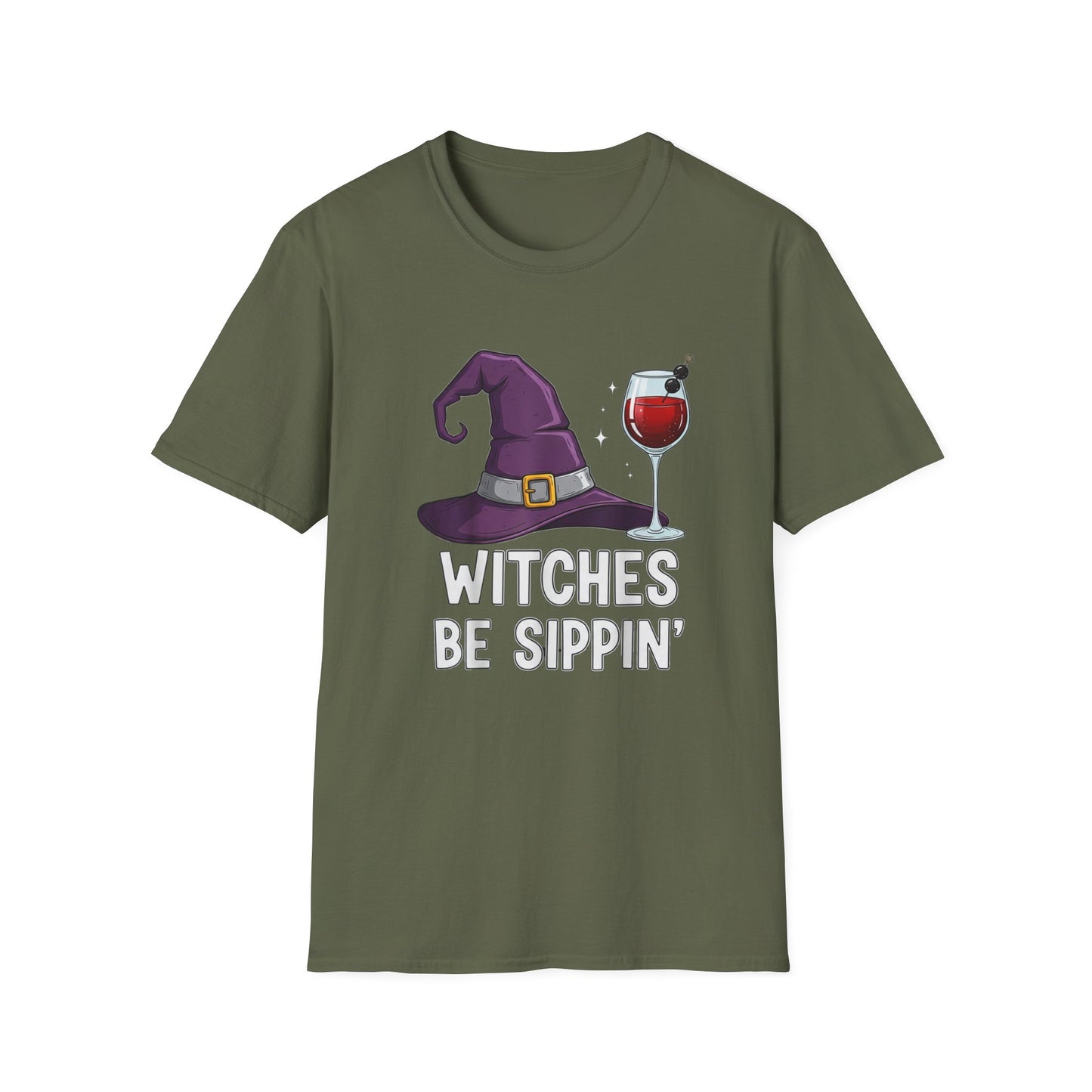 Witches Be Sippin' Unisex Softstyle T-Shirt | Spooky Season Tee, Halloween Gift, Witchy Apparel, Casual Wear, Festival Shirt