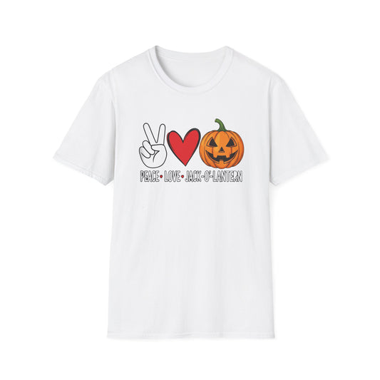 Fall Vibes Graphic T-Shirt, Pumpkin Love Tee, Unisex Halloween Shirt, Peace Love Pumpkin, Autumn Fashion Top