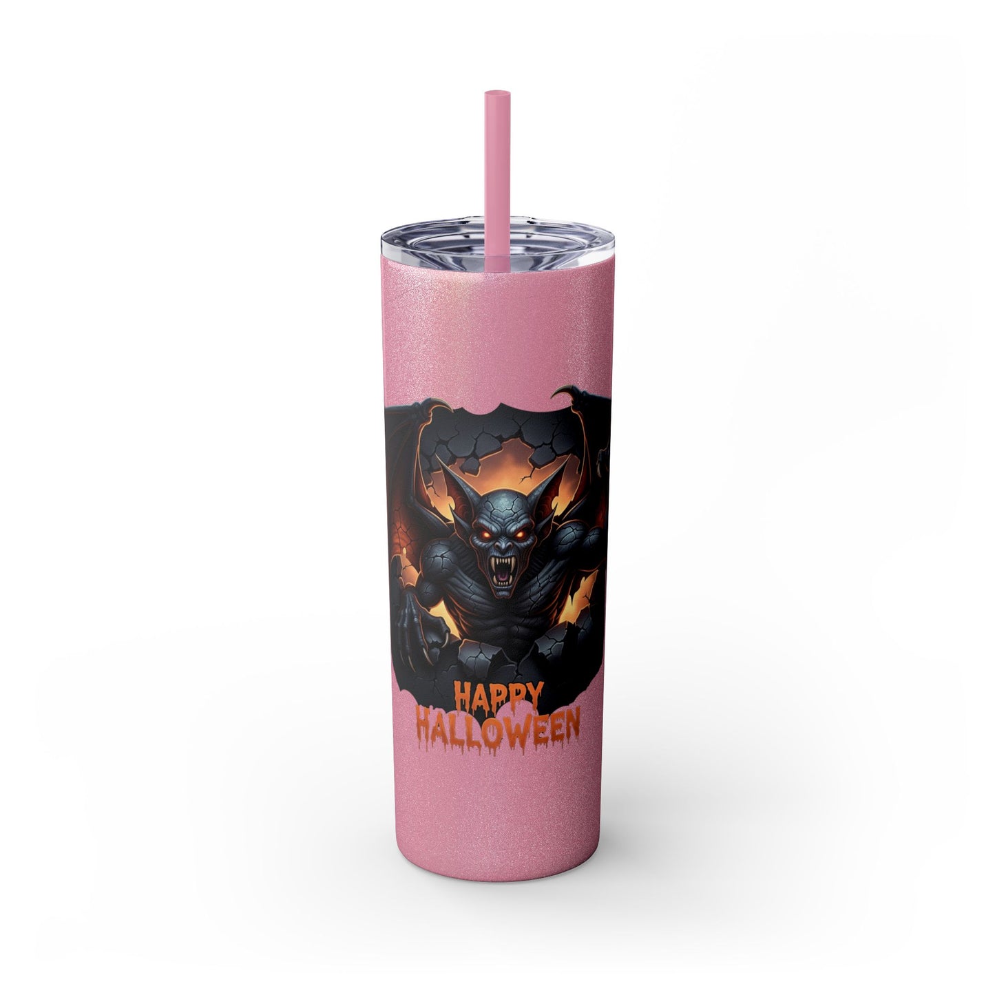 Halloween Gargoyle Skinny Tumbler with Straw, Spooky Drinkware, Perfect for Parties, Fall Decor, Trick or Treat Gifts
