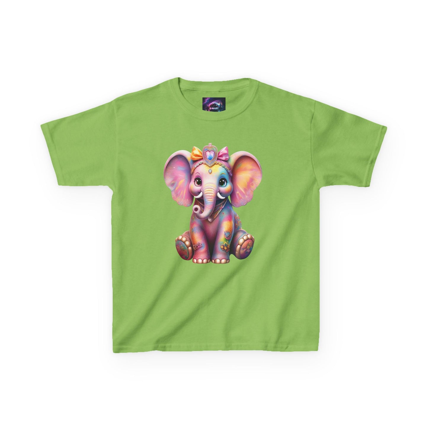 Colorful Elephant Kids Heavy Cotton Tee for Playful Adventures