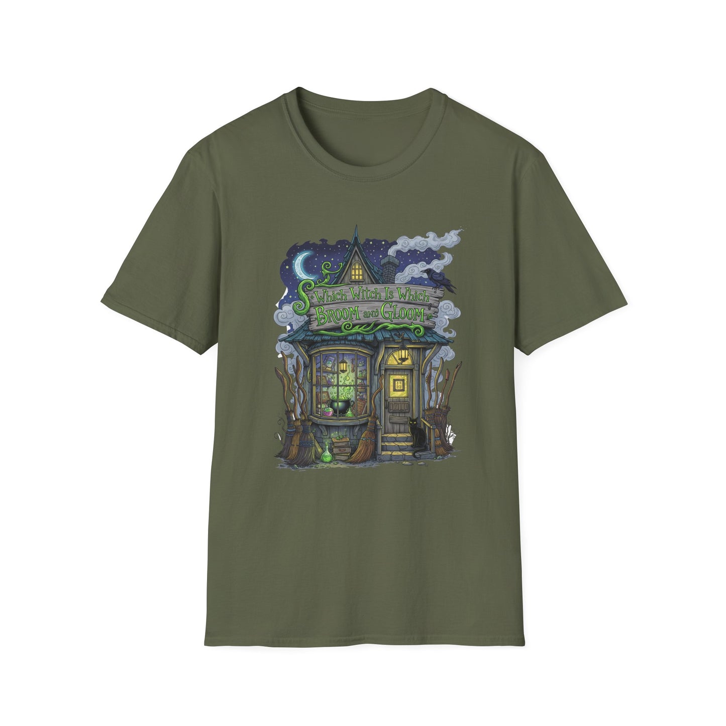 Halloween Which Witch Is Which Broom and Gloom Unisex T-Shirt, Spooky Shirt, Graphic Tee, Fall Apparel, Halloween Gift, Cozy Casual Wear