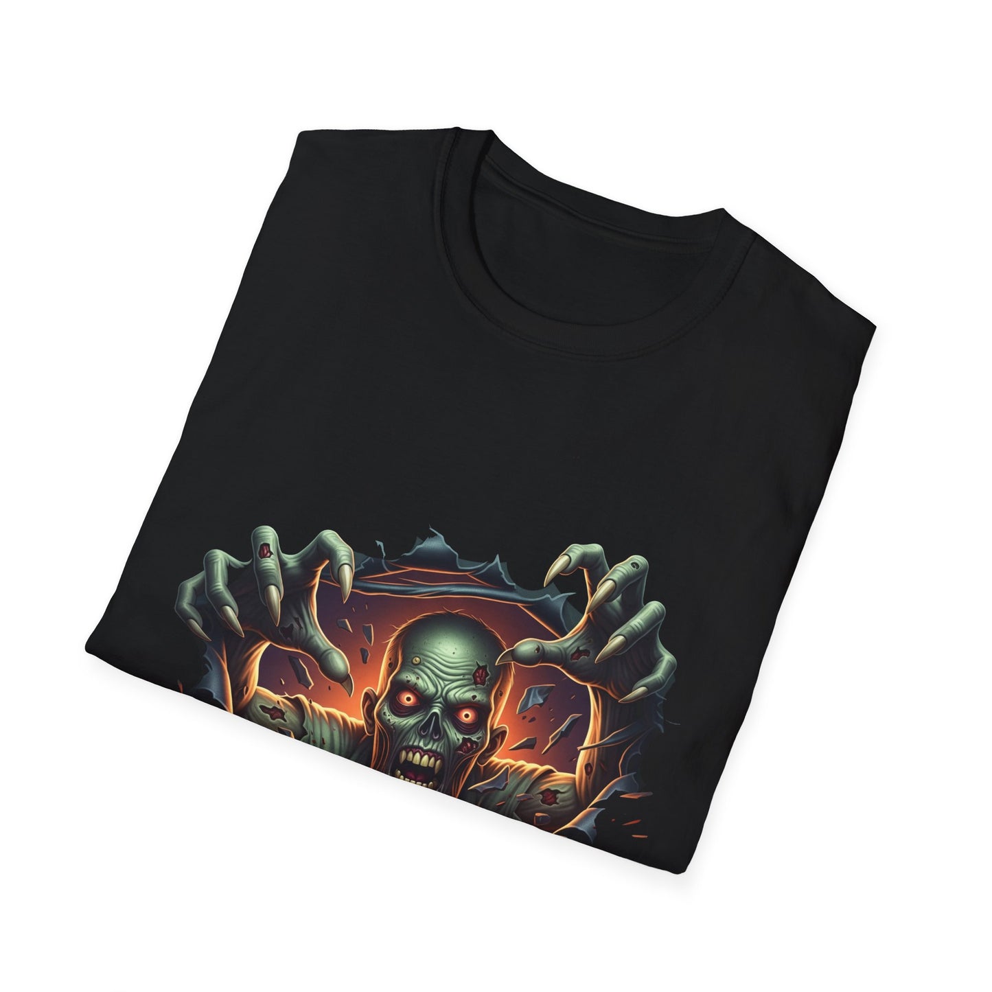 3D Spooky Zombie Graphic T-Shirt, Halloween Shirt, Unisex Softstyle Tee, Gift for Horror Fans, Casual Wear, Creepy Apparel