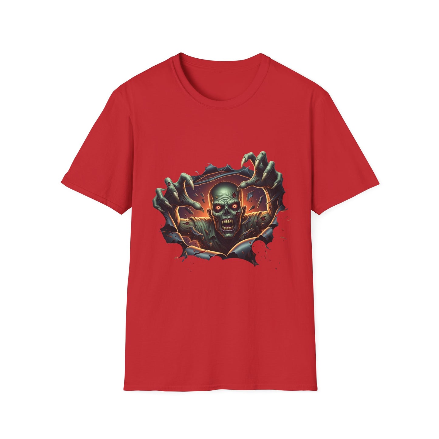3D Spooky Zombie Graphic T-Shirt, Halloween Shirt, Unisex Softstyle Tee, Gift for Horror Fans, Casual Wear, Creepy Apparel