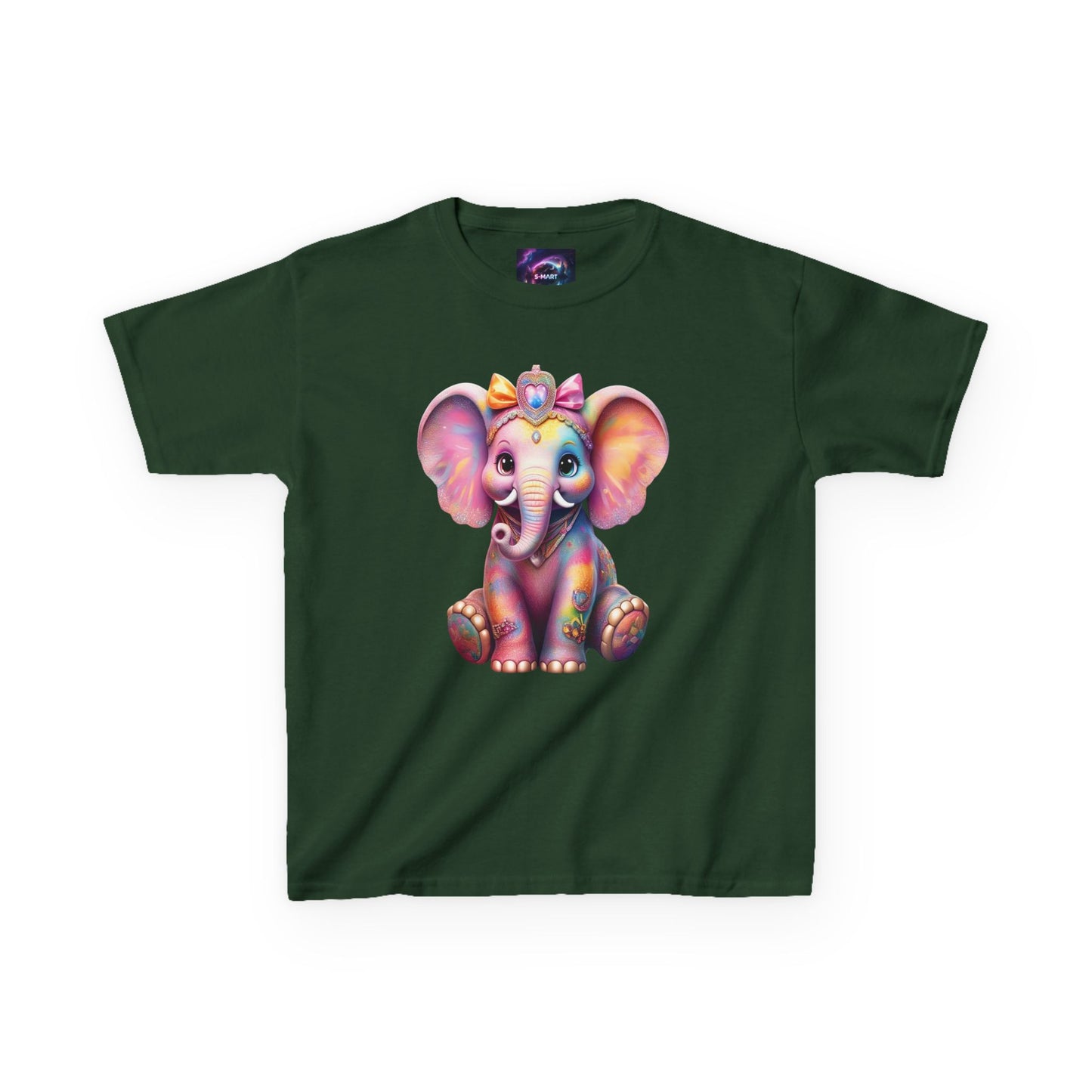 Colorful Elephant Kids Heavy Cotton Tee for Playful Adventures