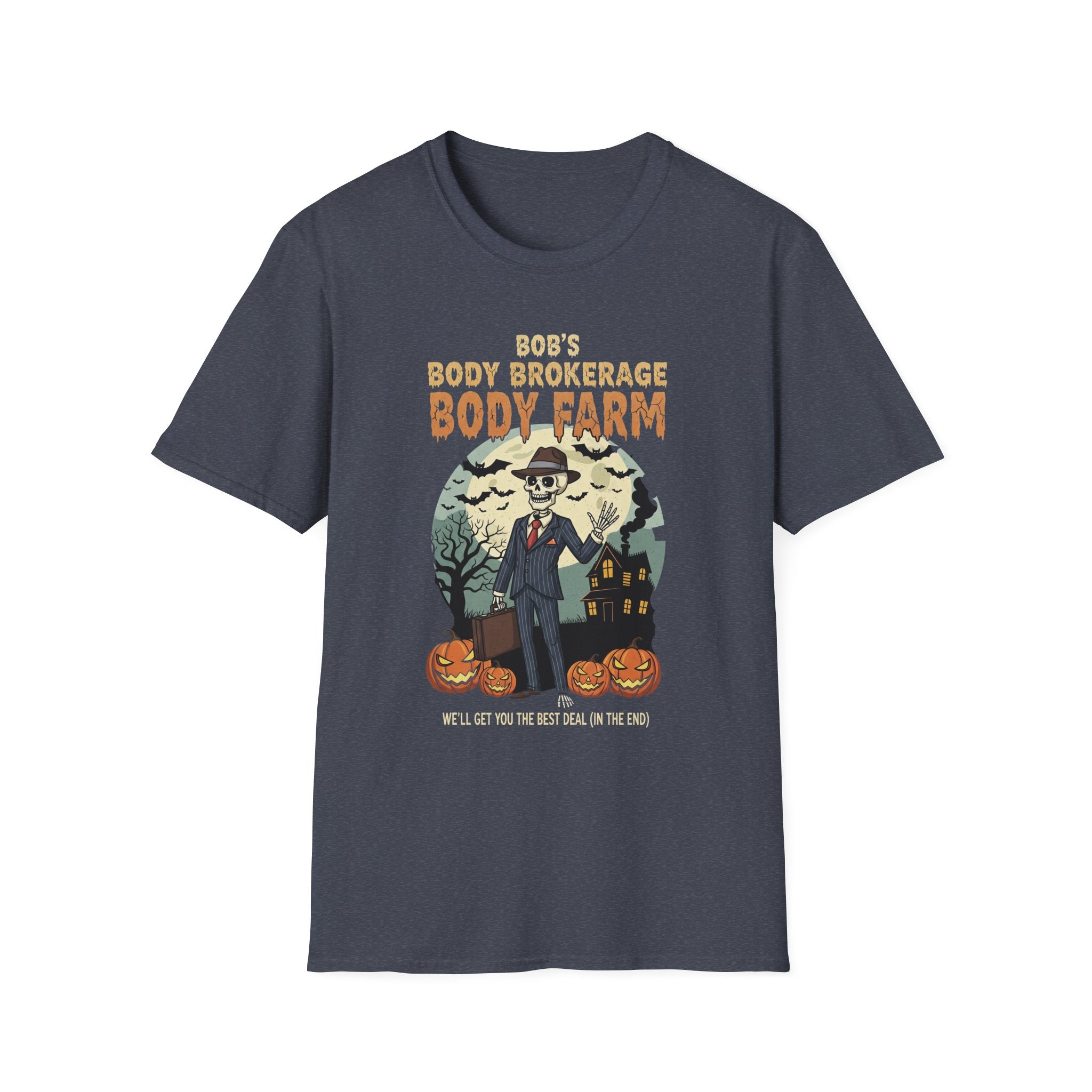 Halloween Bobs Body Brokerage Body Farm Best Deal In The End T-Shirt, Unisex Softstyle Tee, Body Farm Graphic Shirt, Halloween Party Wear, Unique Gift for Halloween Lovers