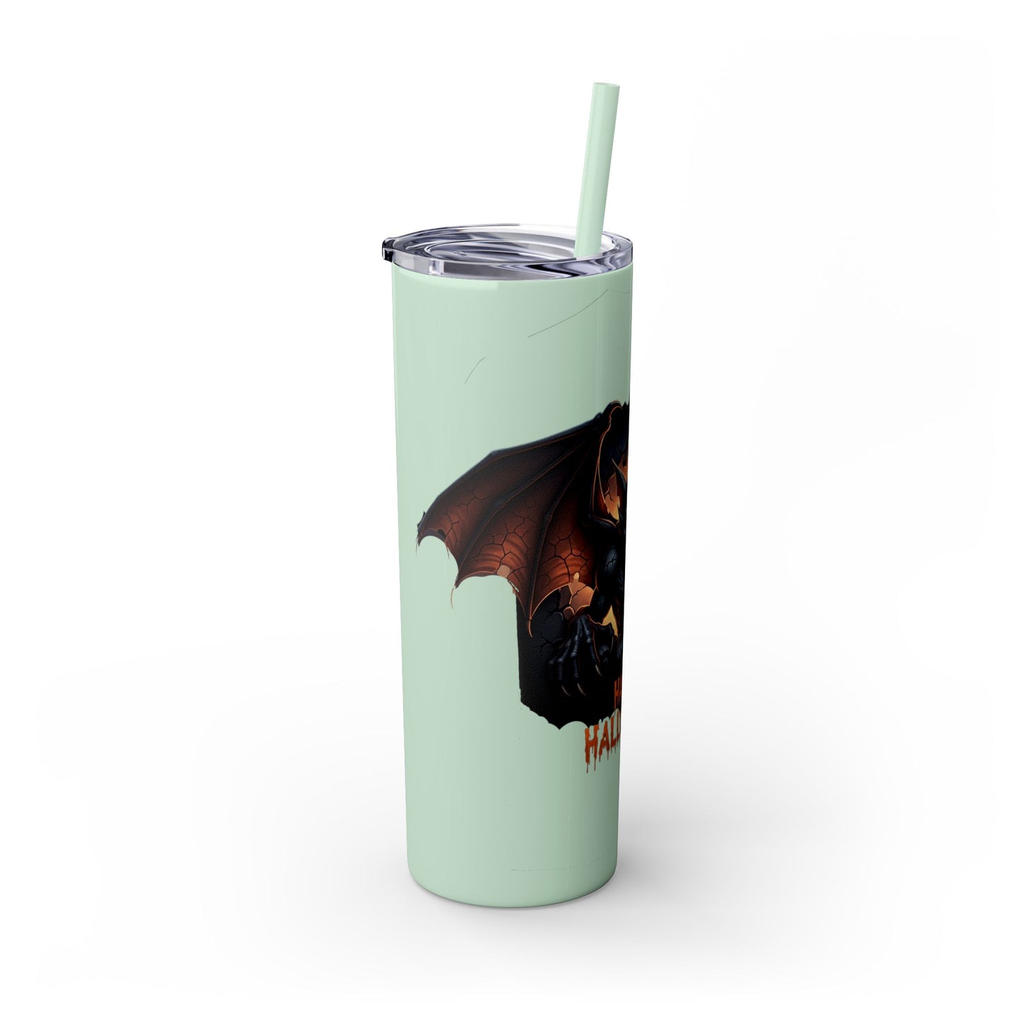 Halloween Gargoyle Skinny Tumbler with Straw, Spooky Drinkware, Perfect for Parties, Fall Decor, Trick or Treat Gifts
