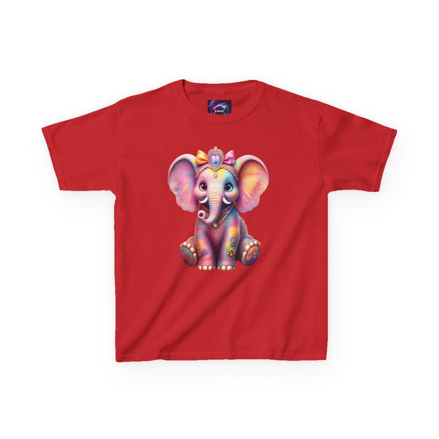 Colorful Elephant Kids Heavy Cotton Tee for Playful Adventures