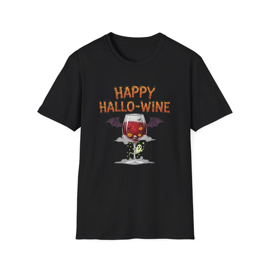 Happy Halloween Wine T-Shirt, Fun Costume Tee, Unisex Graphic Shirt, Spooky Party Wear, Gift for Wine Lovers