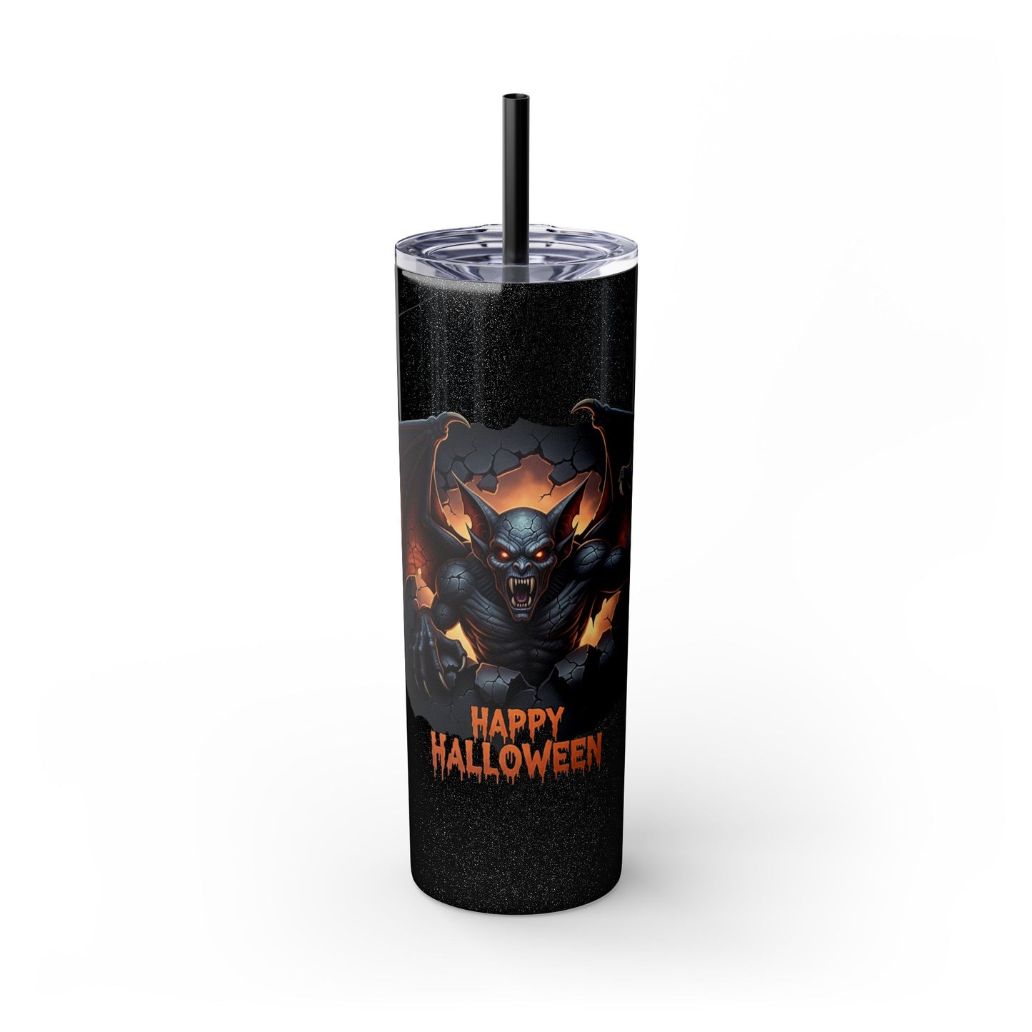 Halloween Gargoyle Skinny Tumbler with Straw, Spooky Drinkware, Perfect for Parties, Fall Decor, Trick or Treat Gifts