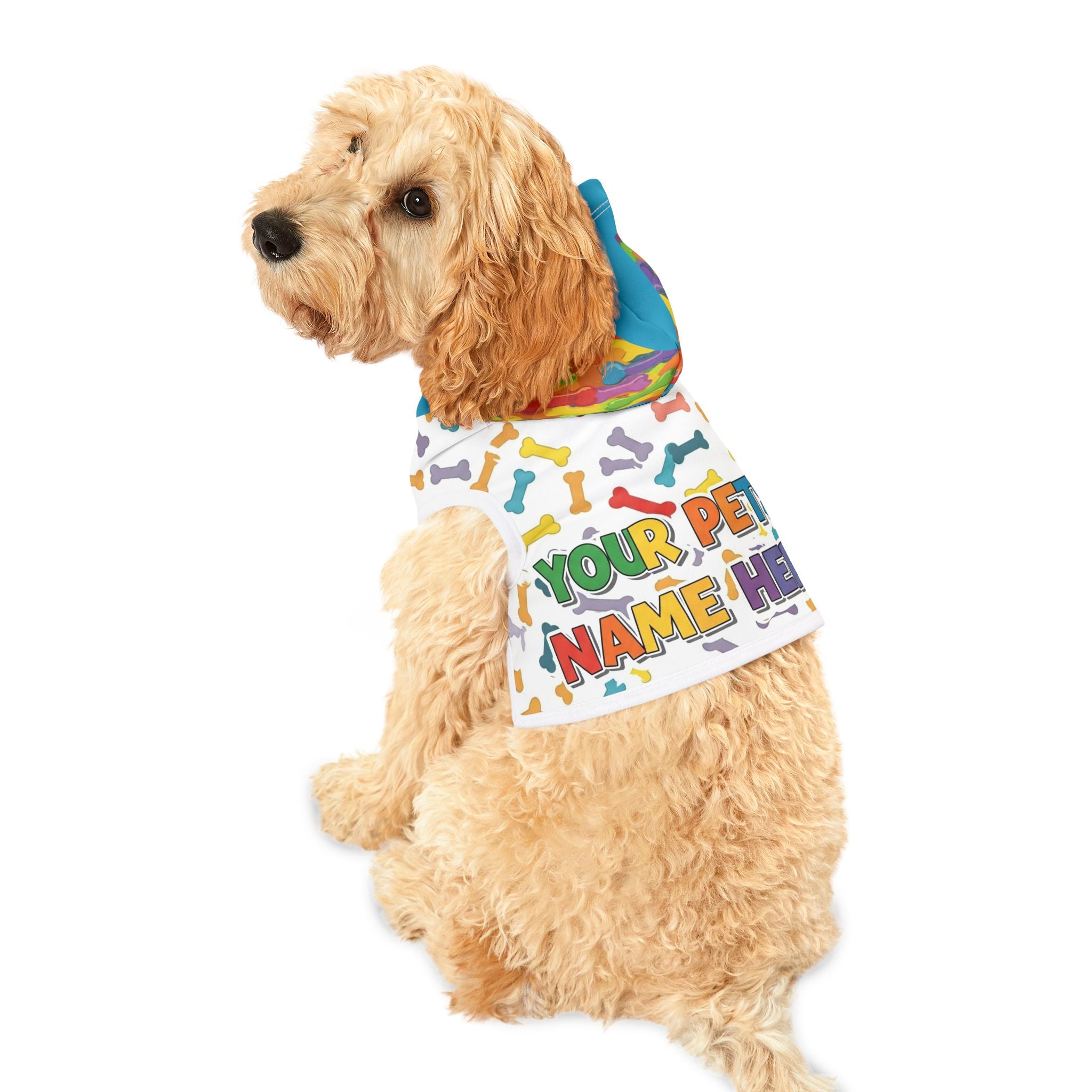 Customizable Pet Hoodie – Colorful Dog and Cat Apparel with Name Personalization