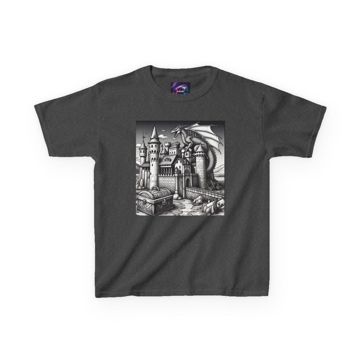 Kids Color Your Own Dragon Castle Tee - Fantasy Adventure Shirt for Imaginative Play