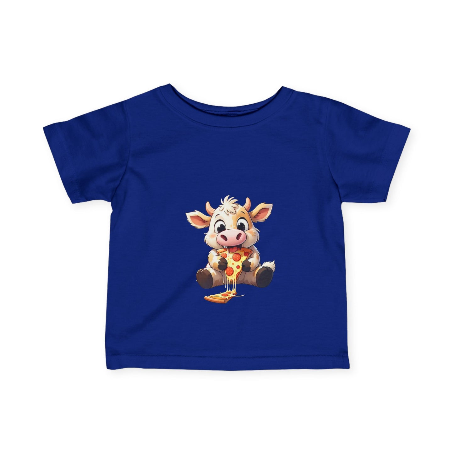 Cute Pizza Cow Design Infant Tee - Fun and Playful Baby Shirt