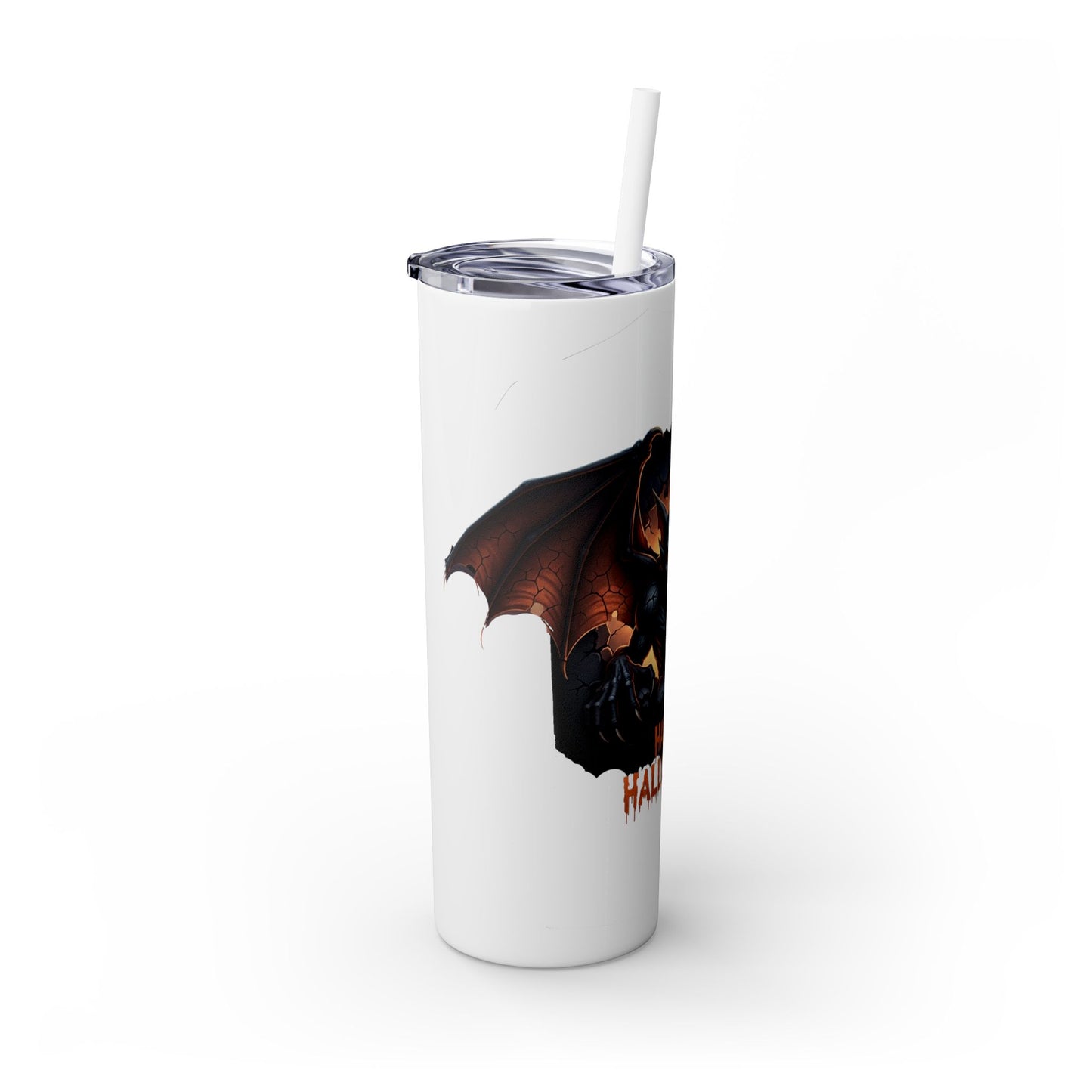 Halloween Gargoyle Skinny Tumbler with Straw, Spooky Drinkware, Perfect for Parties, Fall Decor, Trick or Treat Gifts