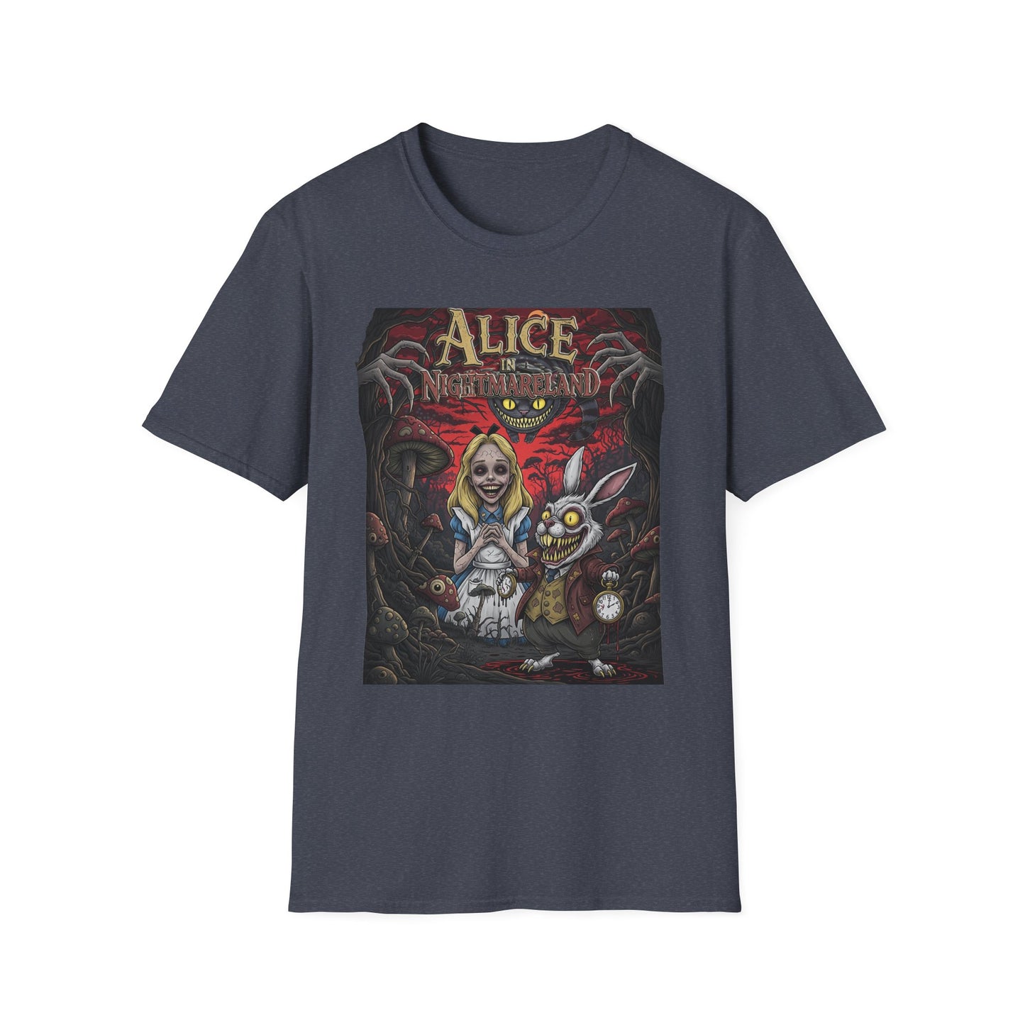 Alice in Nightmareland T-Shirt, Unisex Graphic Tee, Horror Theme Shirt, Perfect for Halloween, Alice in Wonderland Fans, Gift Idea