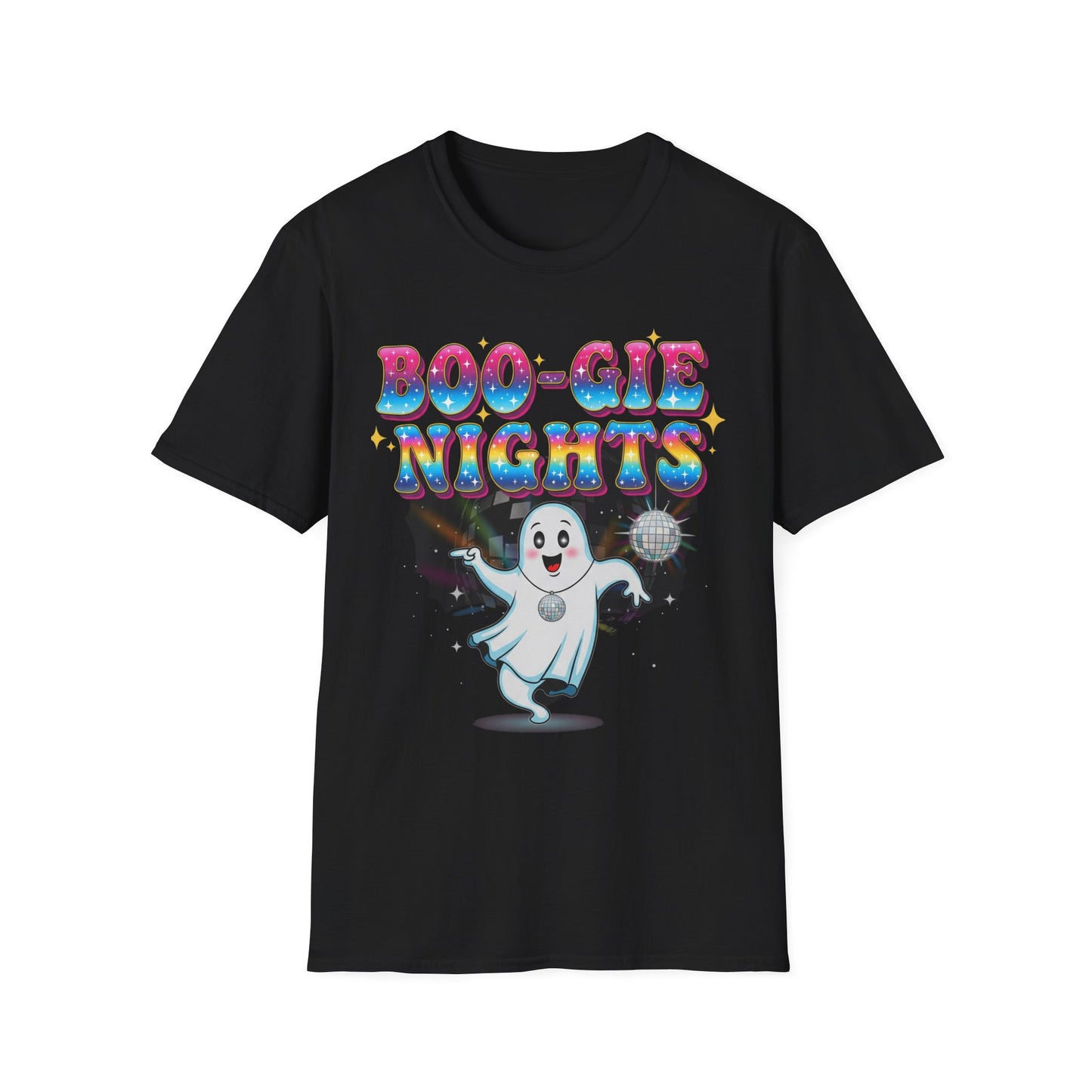 Boo-Gie Nights T-Shirt, Fun Ghost Shirt, Halloween Tee, Unisex Festival Wear, Spooky Party Apparel
