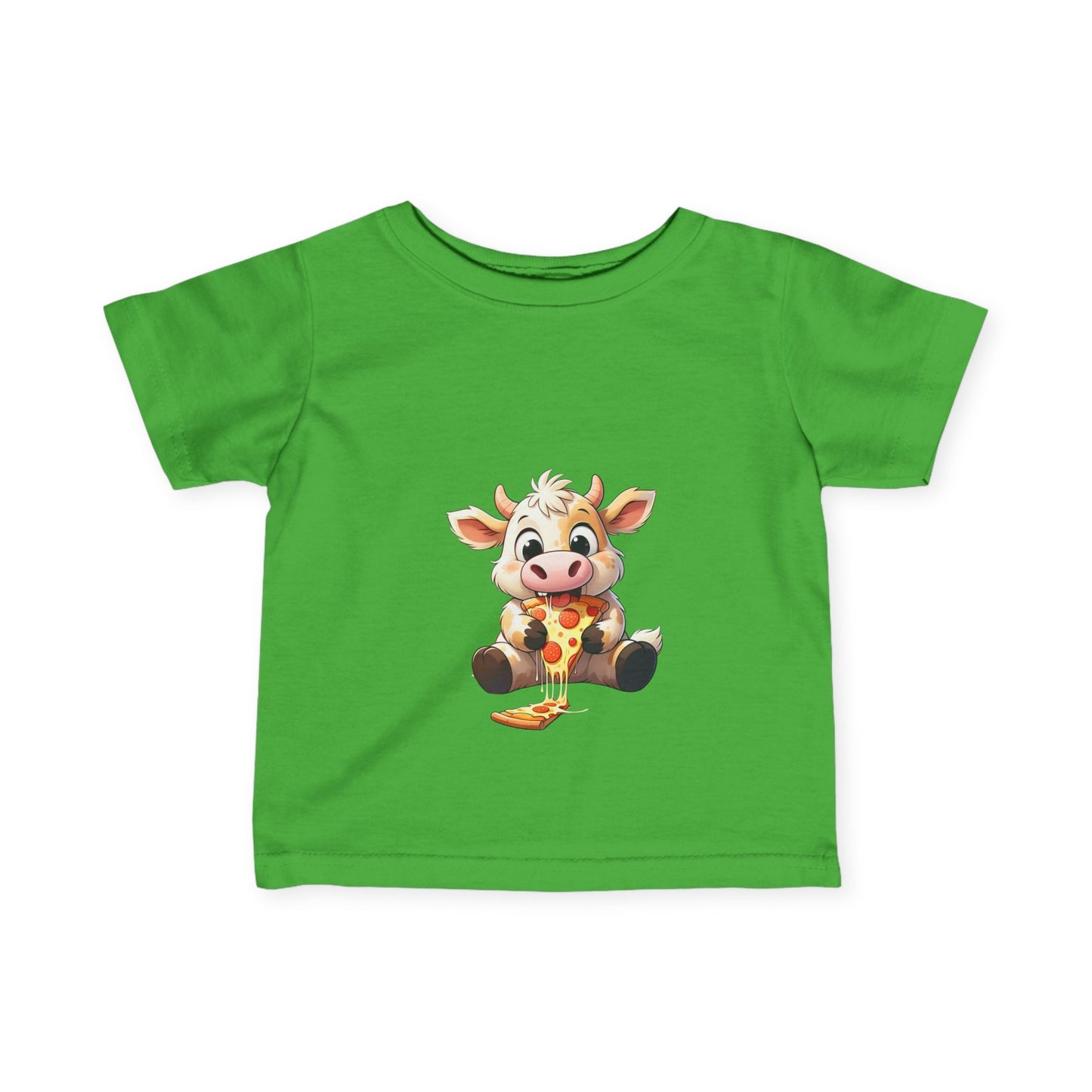 Cute Pizza Cow Design Infant Tee - Fun and Playful Baby Shirt