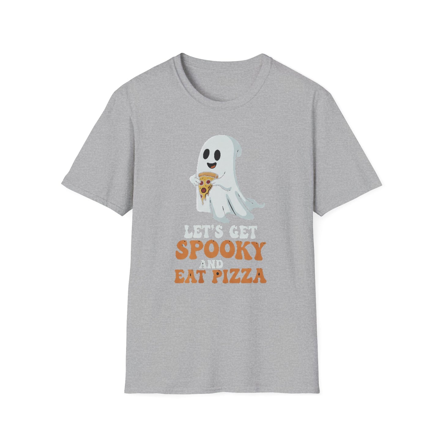 Spooky Pizza T-Shirt, Cute Halloween Shirt, Ghost Graphic Tee, Unisex Casual Wear, Gifts for Halloween Lovers