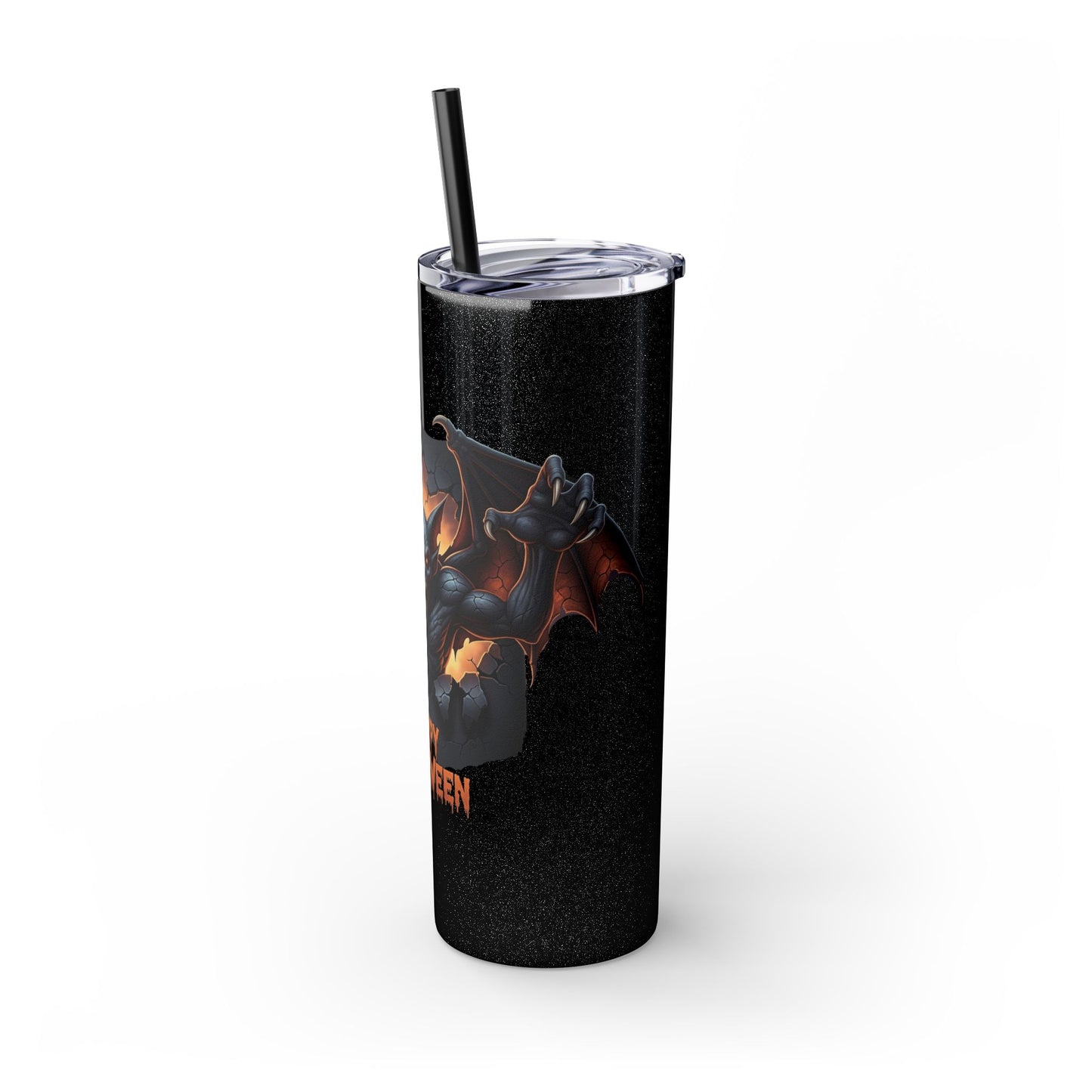 Halloween Gargoyle Skinny Tumbler with Straw, Spooky Drinkware, Perfect for Parties, Fall Decor, Trick or Treat Gifts