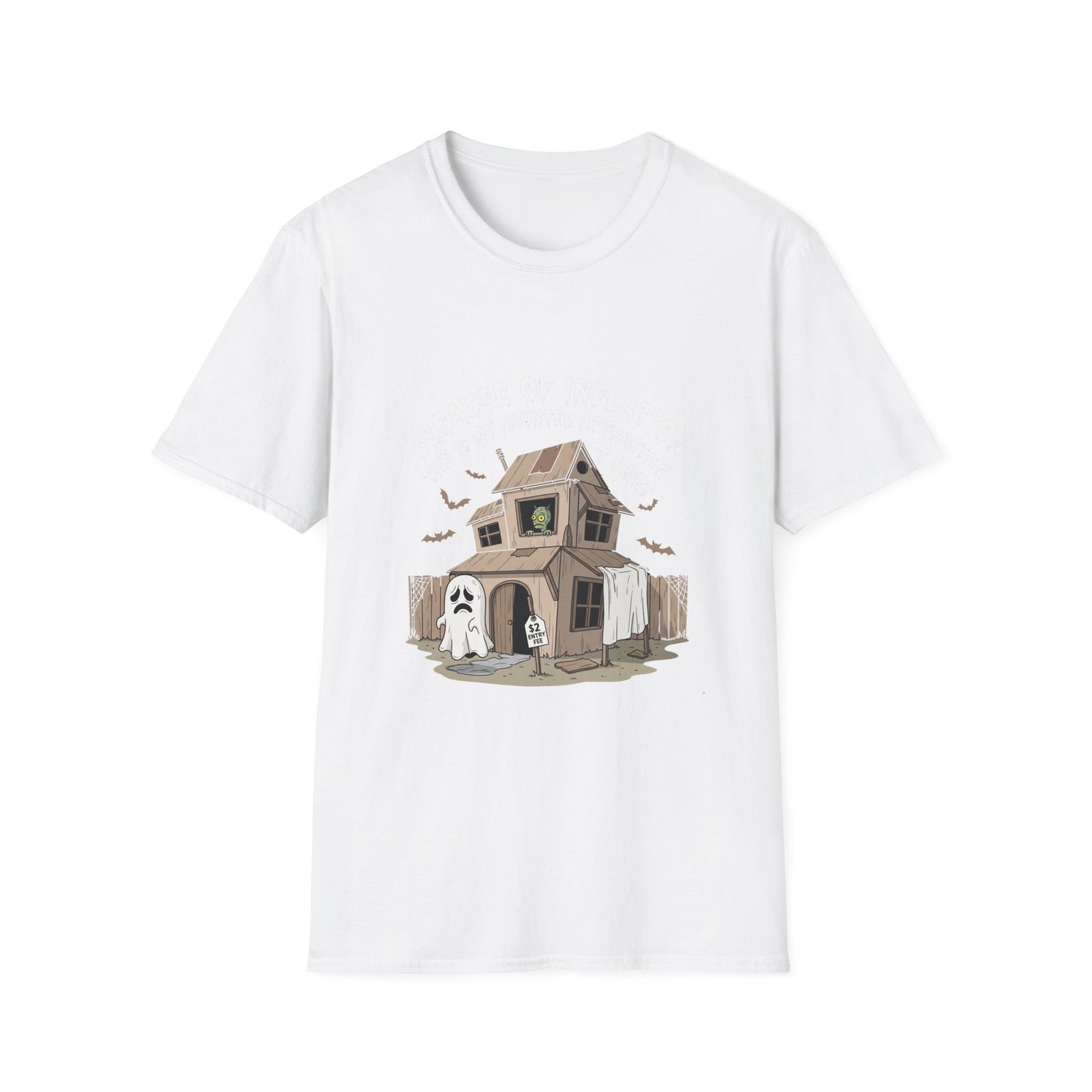 My haunted attraction T shirt because of inflation T-Shirt, Halloween Tee, Unisex Graphic Shirt, Ghostly Apparel, Fun Casual Wear, Perfect for Fall Celebrations