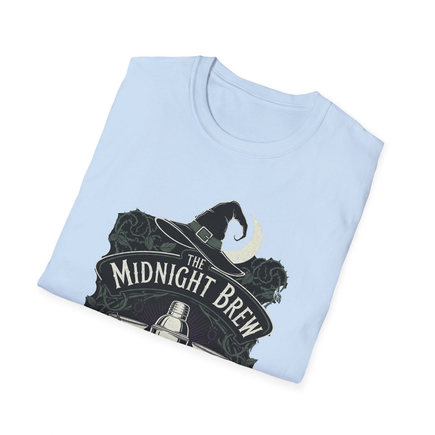 Midnight Brew Cocktail Club T-Shirt | Unisex Softstyle Tee, Barware Lovers Gift, Cocktail Party Attire, Fun Drinking Shirt, Night Out Wear