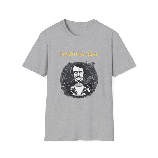 Pumpkin Poe-Spice Unisex Softstyle T-Shirt, Autumn Tee, Edgar Allan Poe Fans, Halloween Gift, Cozy Fall Apparel, Literary T-Shirt