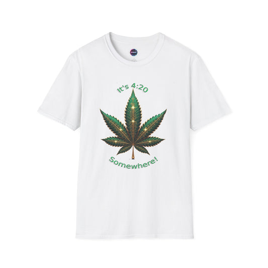 It's 420 Somewhere Vibes Unisex T-Shirt - Perfect for Cannabis Enthusiasts, Gifts, Festivals, Casual Wear, and Celebrations! - S-Mart Shop Smart Treasures