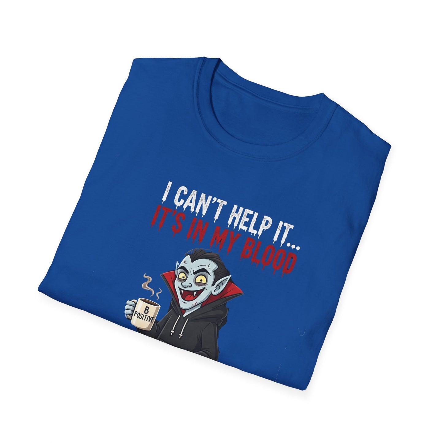 Coffee Lover's Vampire Its In My Blood Unisex T-Shirt, Funny Graphic Tee, Gift for Baristas, Coffee Addicts, Casual Wear, Halloween Apparel