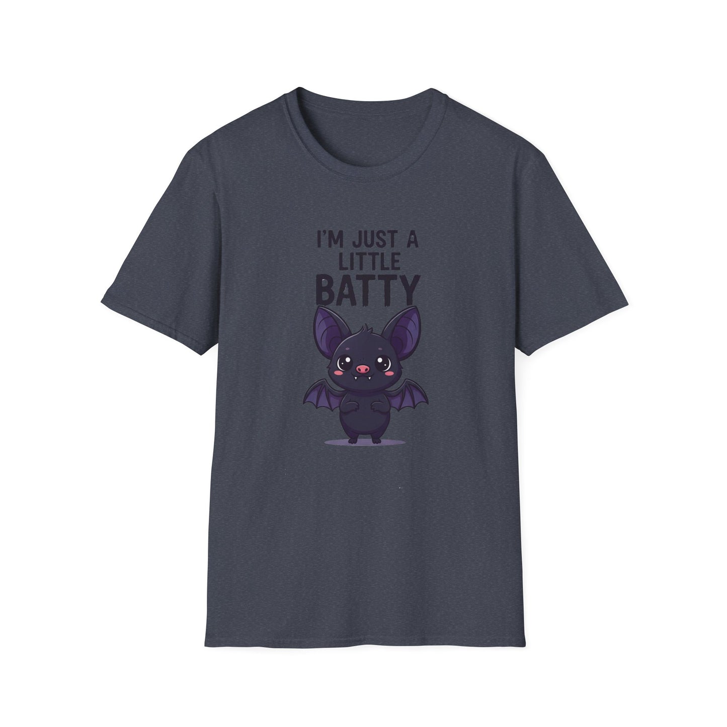 Cute I'm Just A Little Batty Graphic Tee, Funny Halloween T-Shirt, Gift for Bat Lovers, Unisex Softstyle Shirt, Quirky Casual Wear