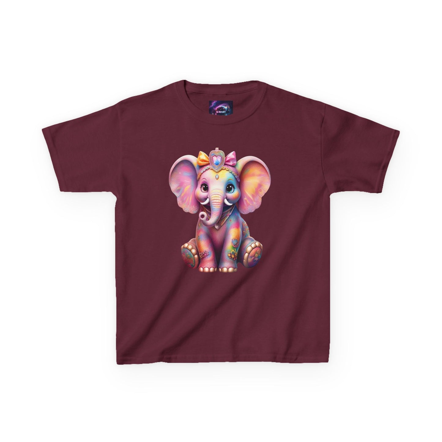 Colorful Elephant Kids Heavy Cotton Tee for Playful Adventures