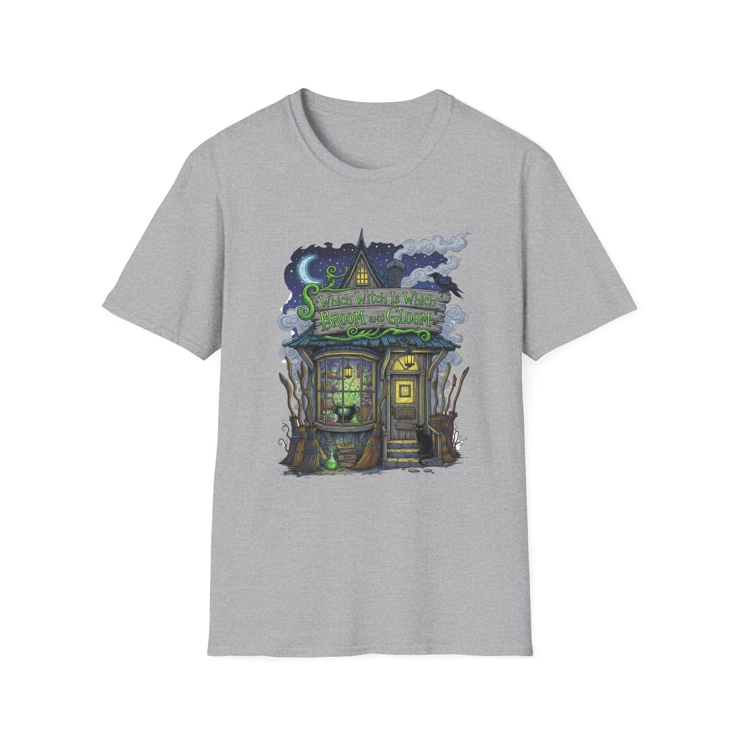 Halloween Which Witch Is Which Broom and Gloom Unisex T-Shirt, Spooky Shirt, Graphic Tee, Fall Apparel, Halloween Gift, Cozy Casual Wear