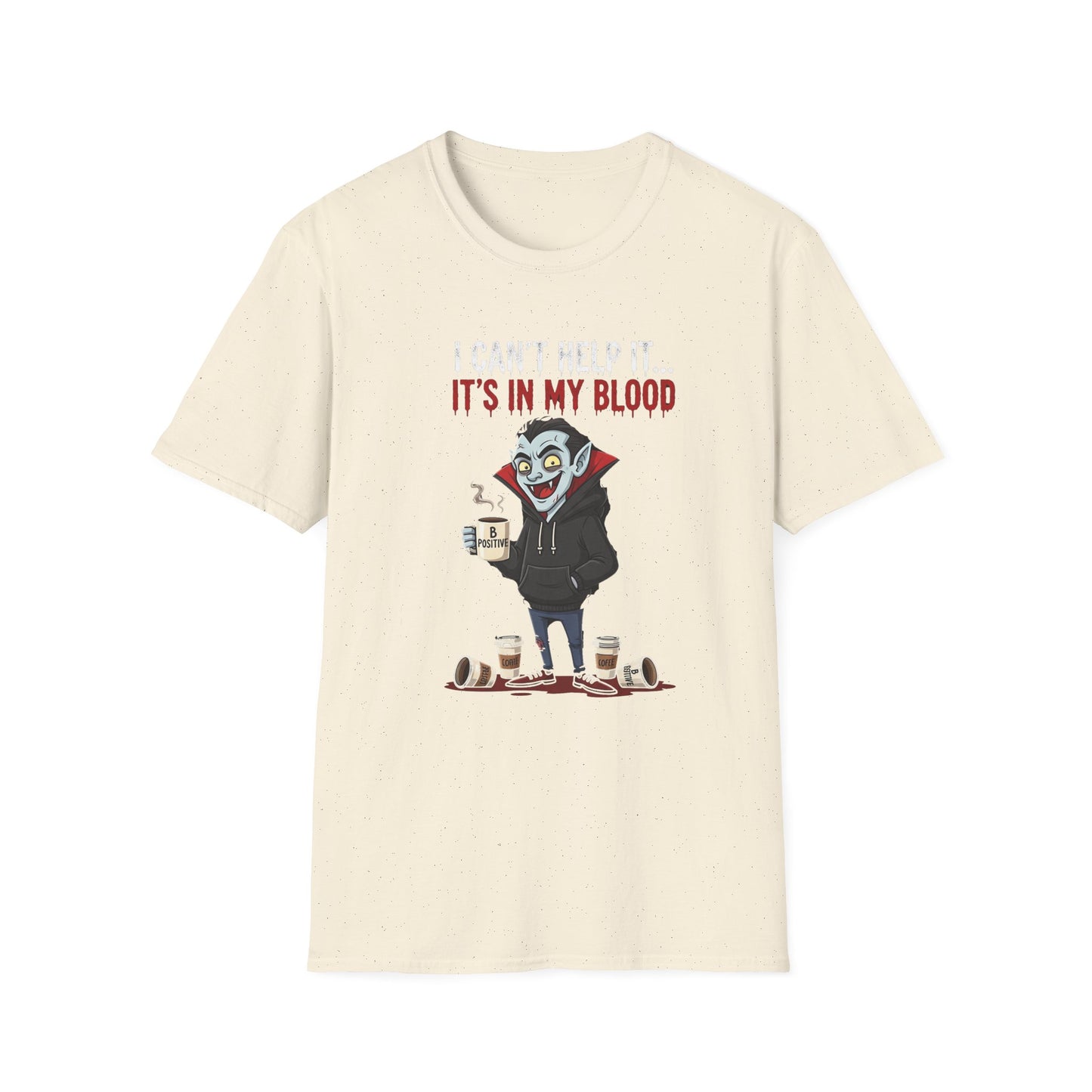 Coffee Lover's Vampire Its In My Blood Unisex T-Shirt, Funny Graphic Tee, Gift for Baristas, Coffee Addicts, Casual Wear, Halloween Apparel
