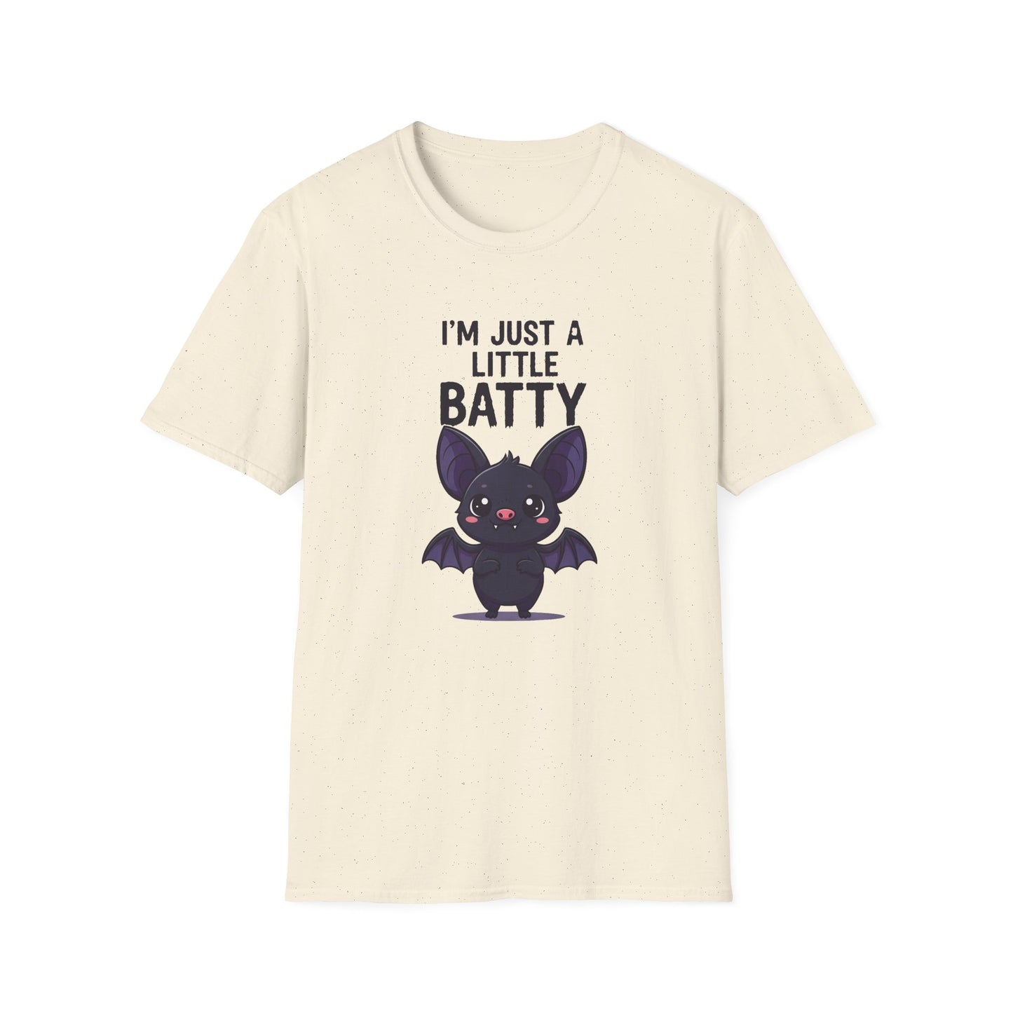 Cute I'm Just A Little Batty Graphic Tee, Funny Halloween T-Shirt, Gift for Bat Lovers, Unisex Softstyle Shirt, Quirky Casual Wear