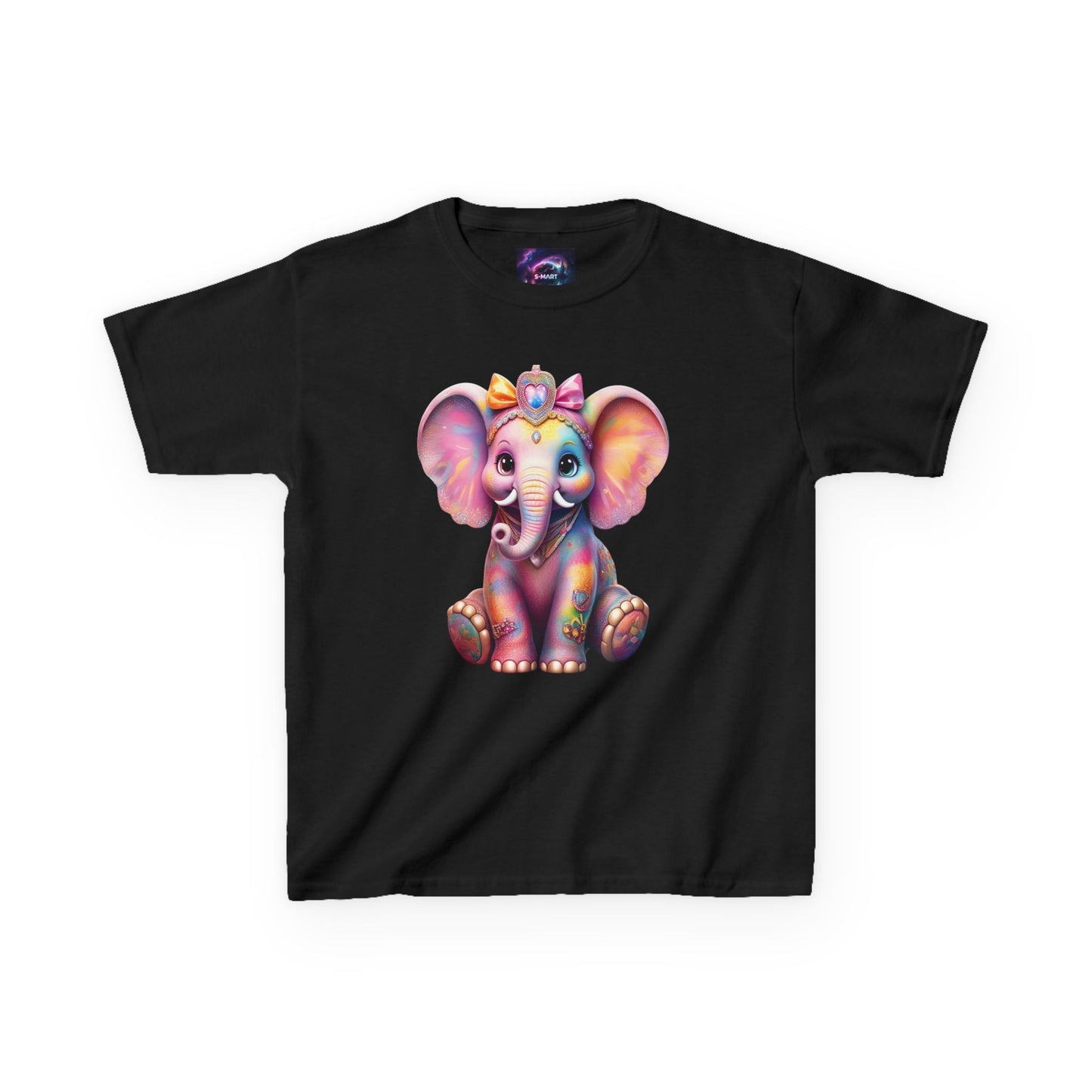 Colorful Elephant Kids Heavy Cotton Tee for Playful Adventures