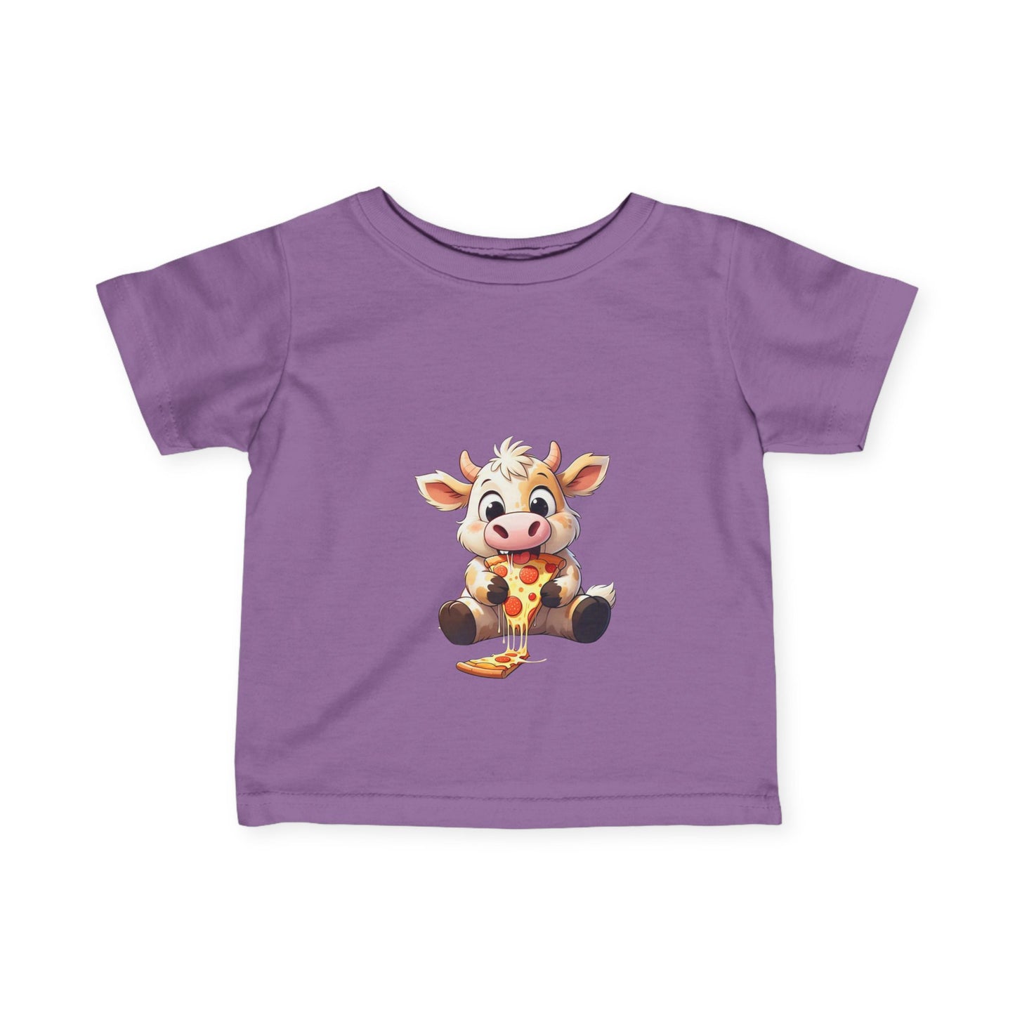 Cute Pizza Cow Design Infant Tee - Fun and Playful Baby Shirt