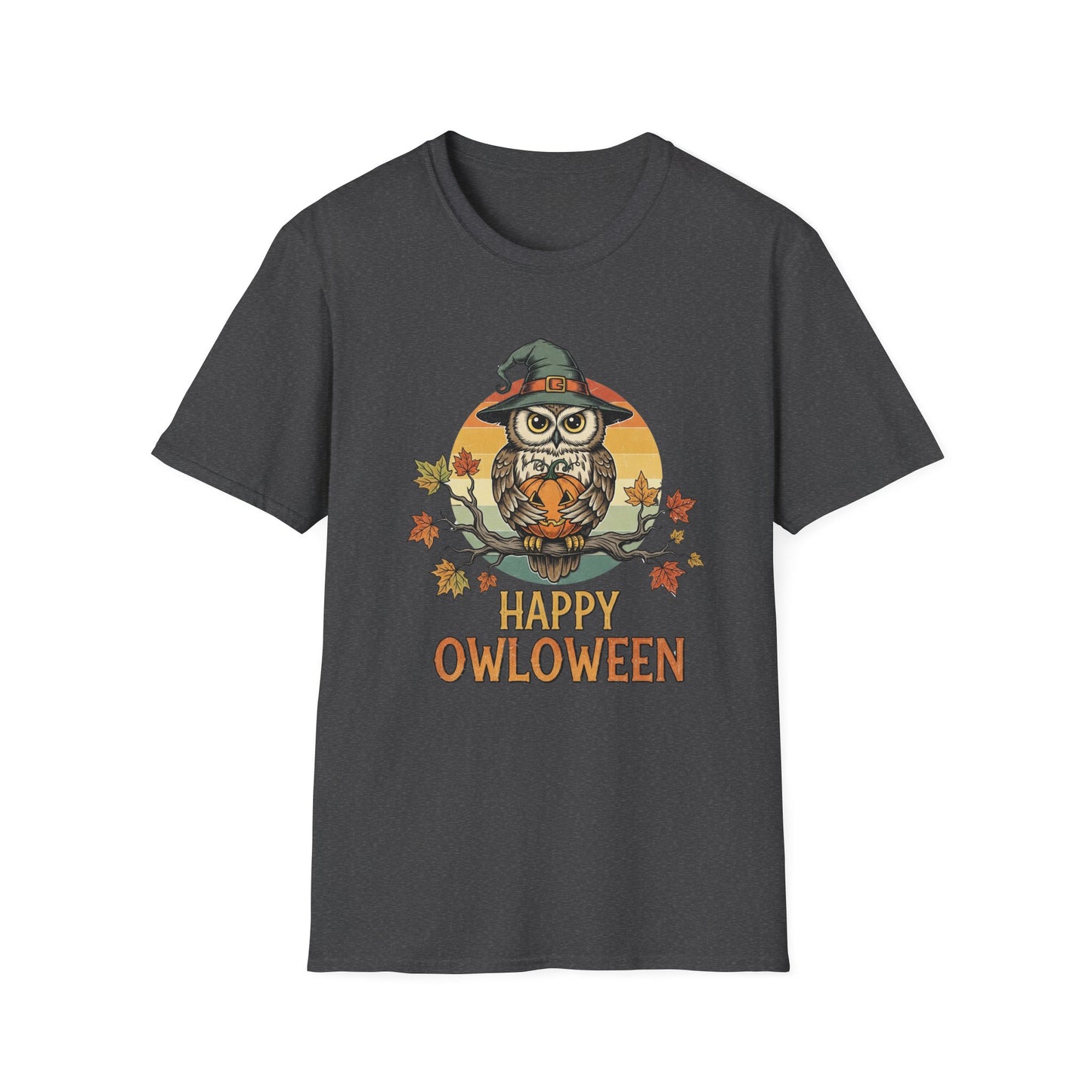 Halloween Happy Owl O Ween Graphic Tee, Casual Fall T-Shirt, Seasonal Gift, Unisex Halloween Shirt, Fun Halloween Outfit