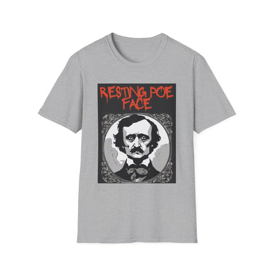 Edgar Allan Poe Resting Poe Face T-Shirt | Unisex Softstyle Tee for Book Lovers, Halloween, Literary Gifts, Horror Fans, Vintage Style