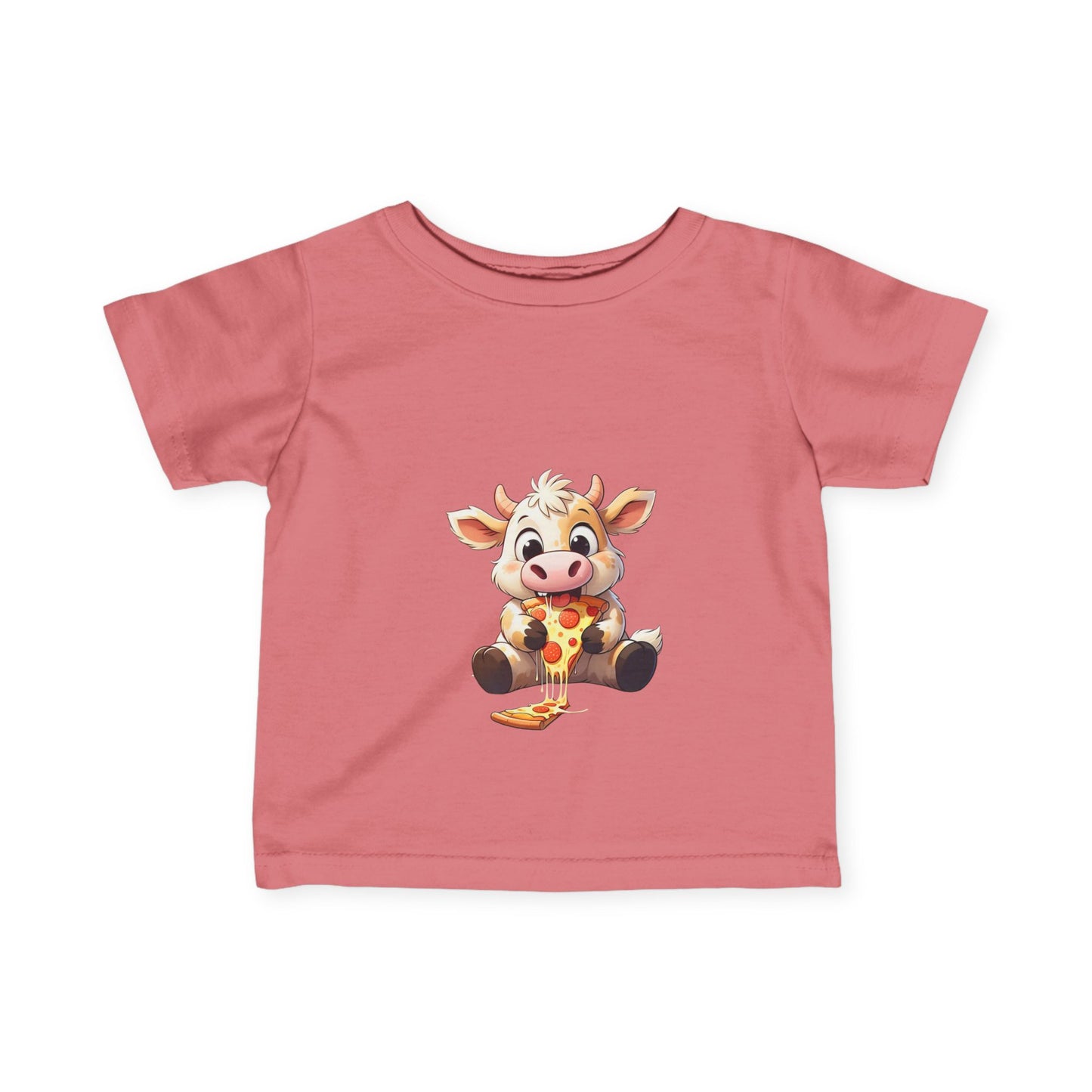 Cute Pizza Cow Design Infant Tee - Fun and Playful Baby Shirt