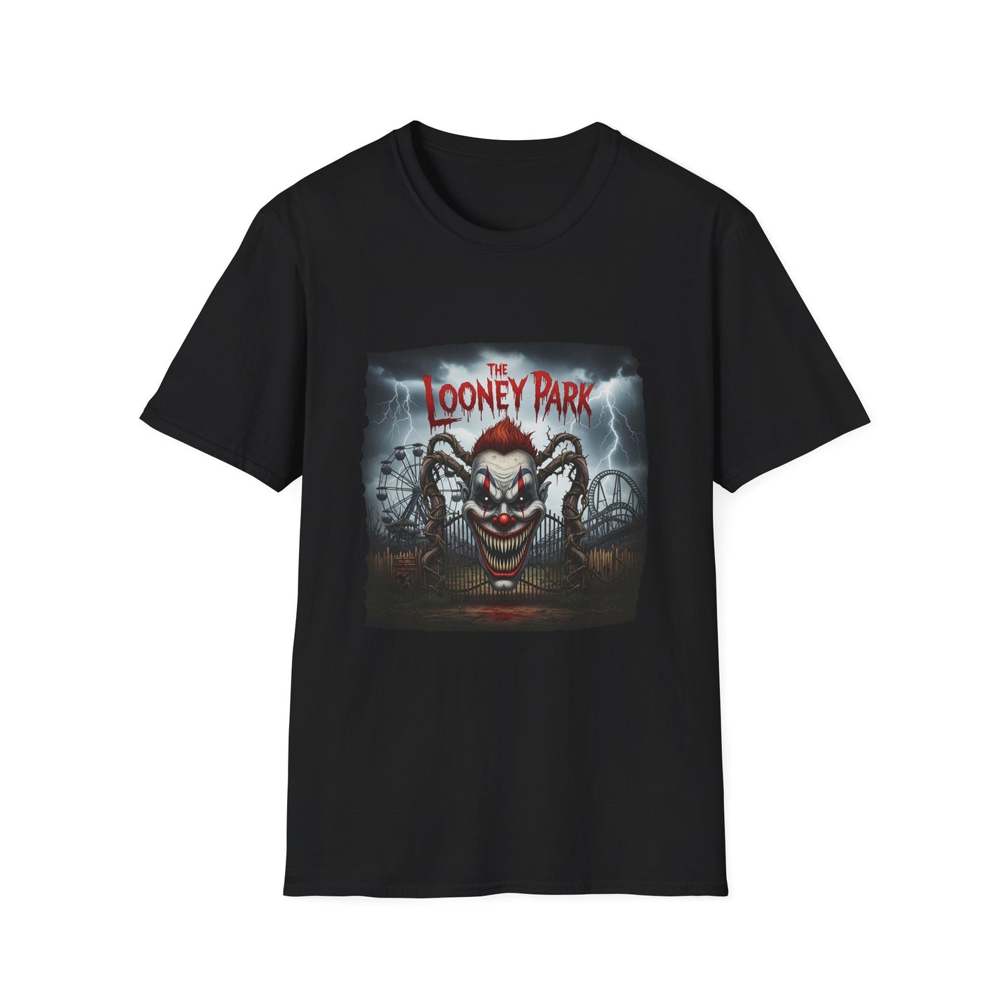 The Looney Park Creepy Carnival Unisex T-Shirt, Halloween Shirt, Horror Fan Gift, Spooky Tee, Festival Wear, Looney Park Merch