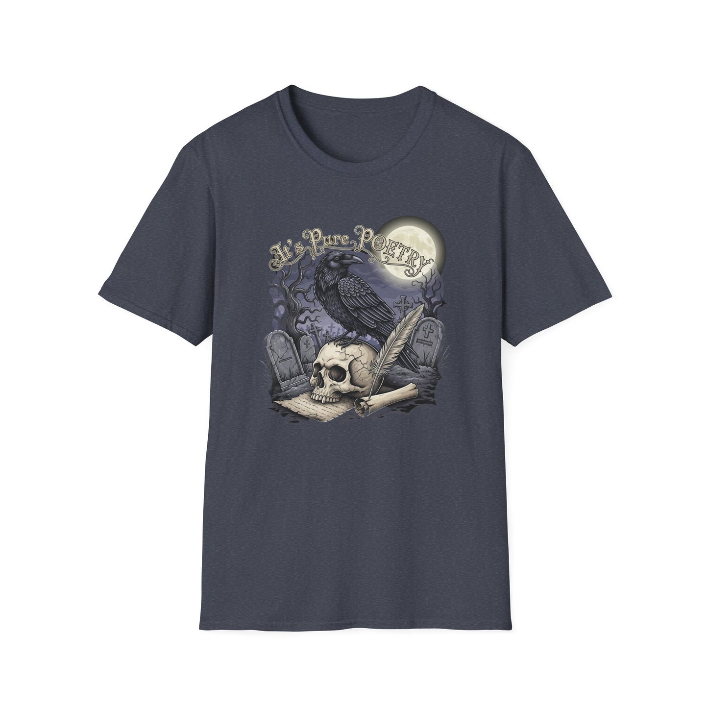Gothic Its Pure POEtry Graphic T-Shirt, Unisex Softstyle Tee for Halloween, Horror Fans, Casual Wear, Gift for Occasions